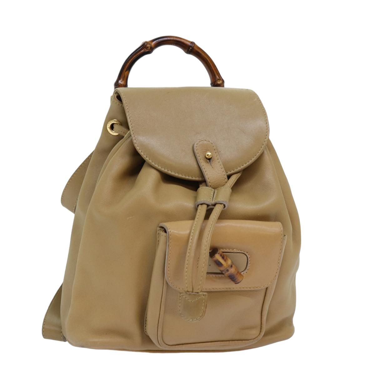 Gucci Bamboo Beige Leather Backpack Bag (Pre-Owned) Size ONE SIZE - 14 Thumbnail