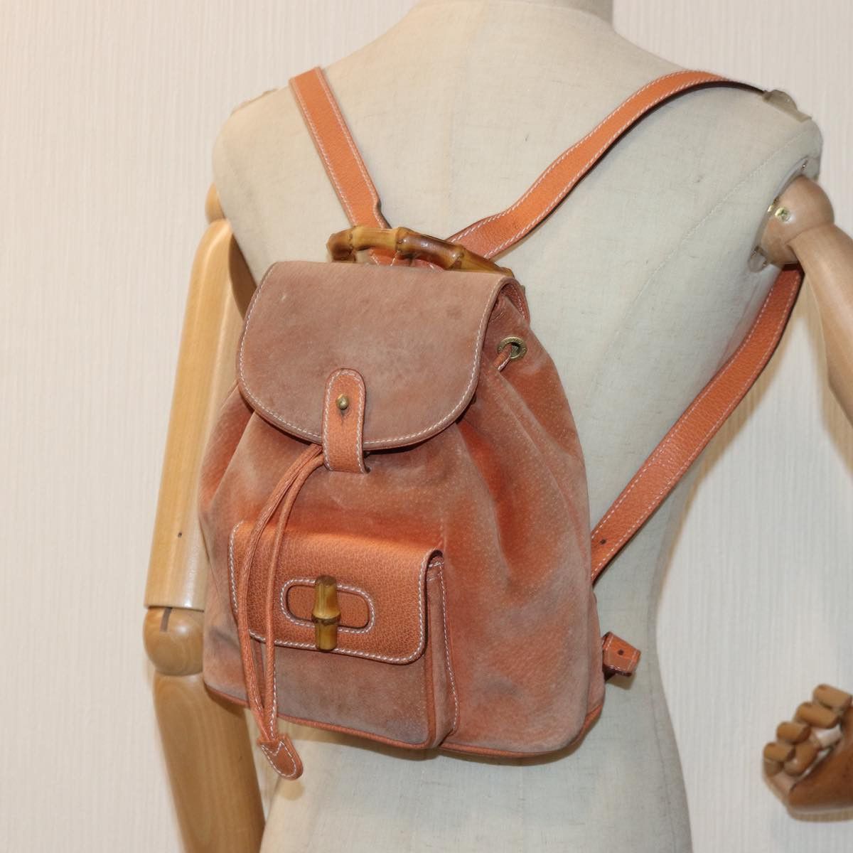 Gucci Bamboo Orange Suede Backpack Bag (Pre-Owned) Size ONE SIZE - 7 Thumbnail