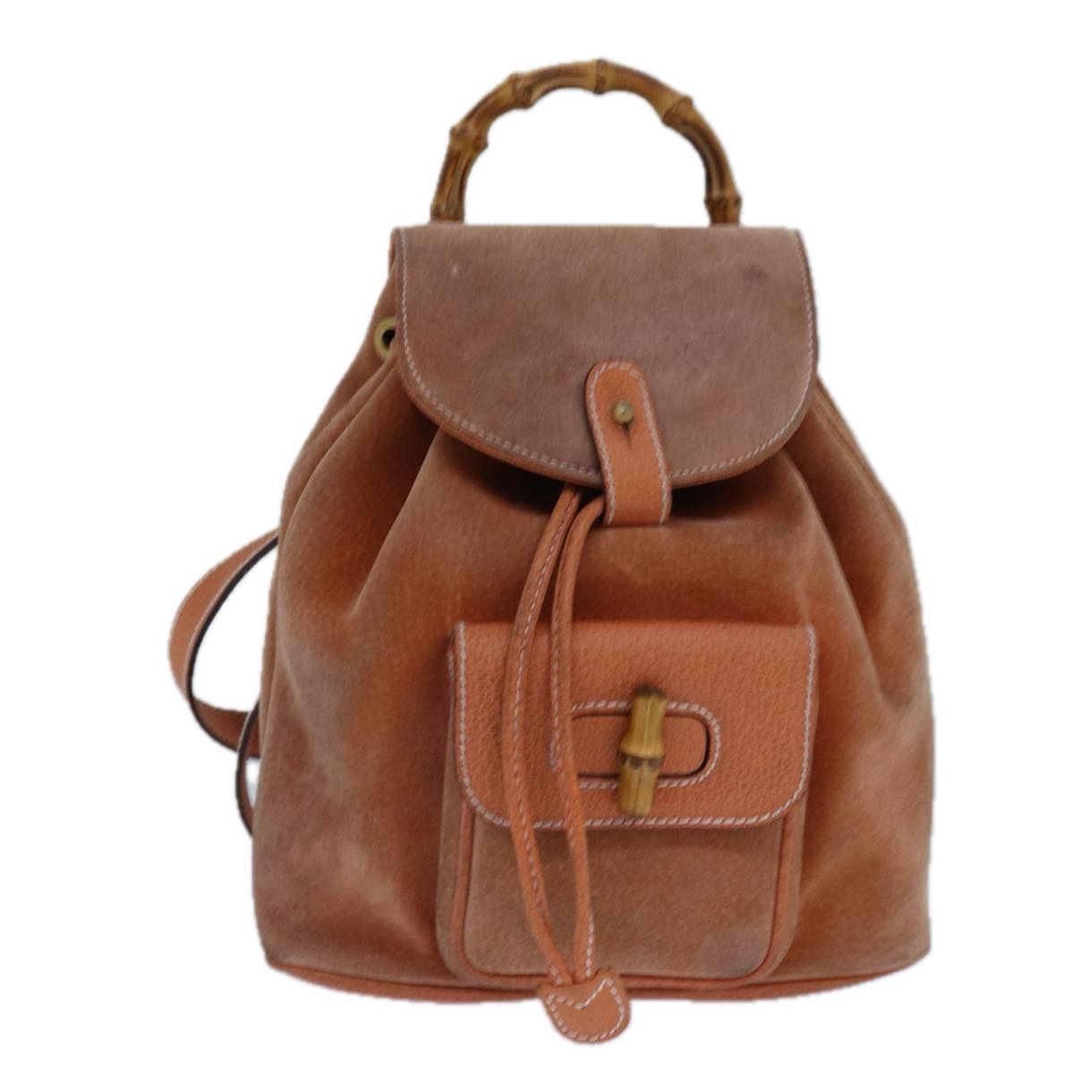 Gucci Bamboo Orange Suede Backpack Bag (Pre-Owned) Size ONE SIZE - 13 Thumbnail