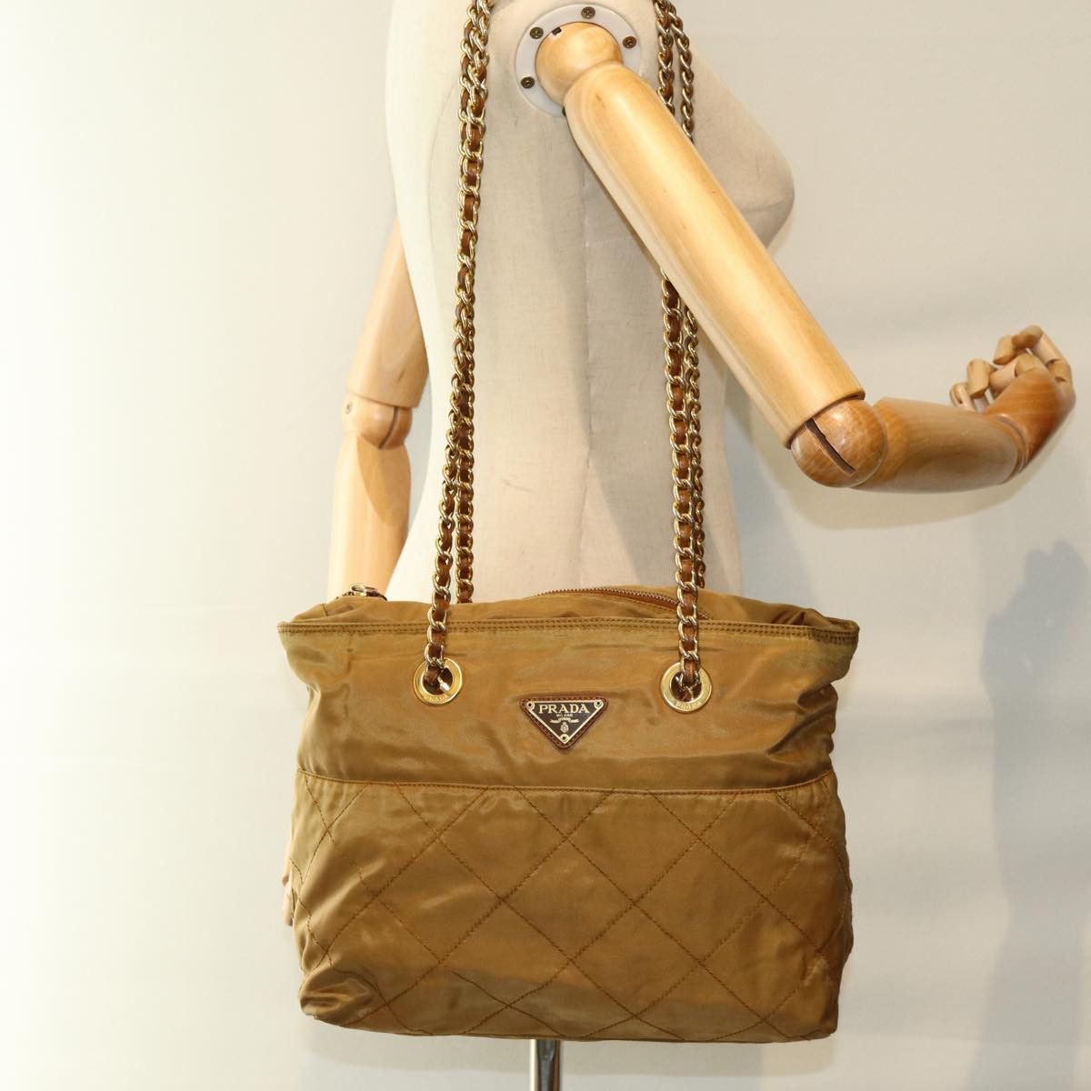 Prada Tessuto Beige Synthetic Shoulder Bag (Pre-Owned) Size ONE SIZE - 7 Thumbnail