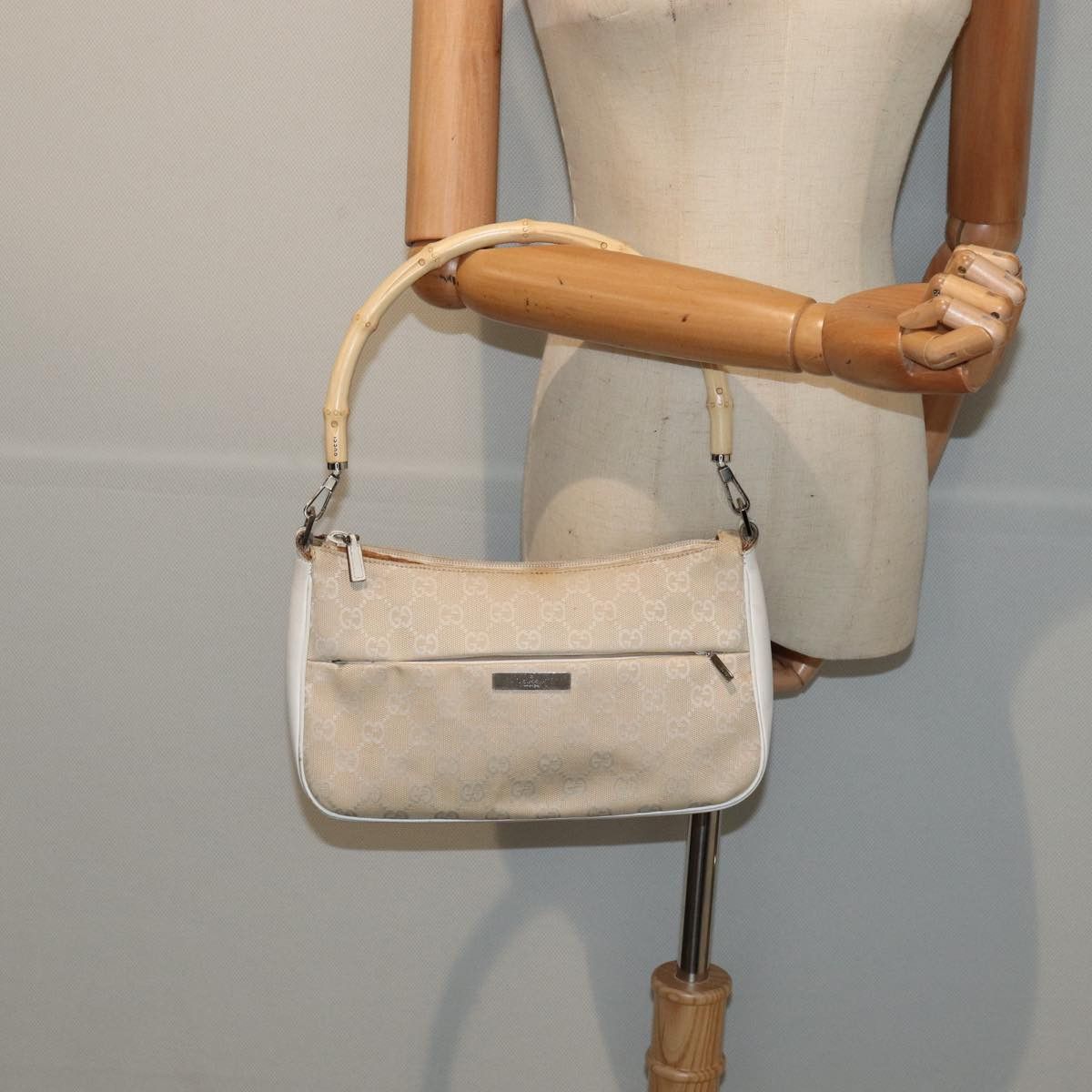 Gucci Bamboo Beige Canvas Handbag (Pre-Owned) Size ONE SIZE - 7 Thumbnail