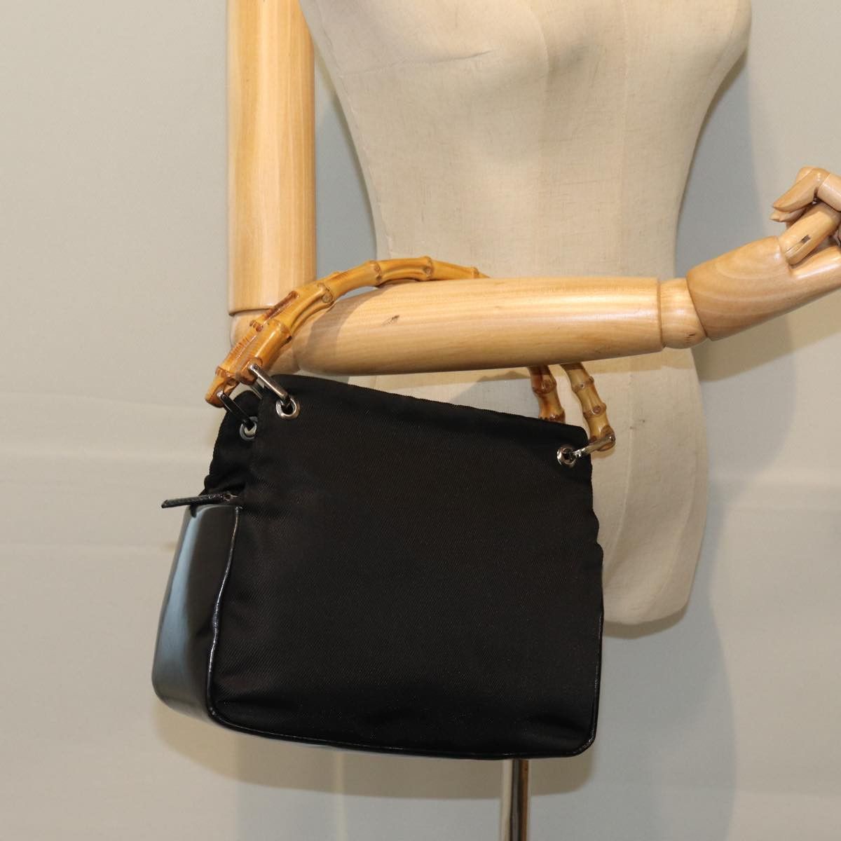 Gucci Bamboo Black Synthetic Handbag (Pre-Owned) Size ONE SIZE - 7 Thumbnail