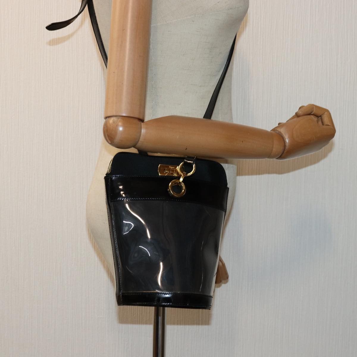 Salvatore Ferragamo Gancini Black Vinyl Shoulder Bag (Pre-Owned) Size ONE SIZE - 7 Thumbnail