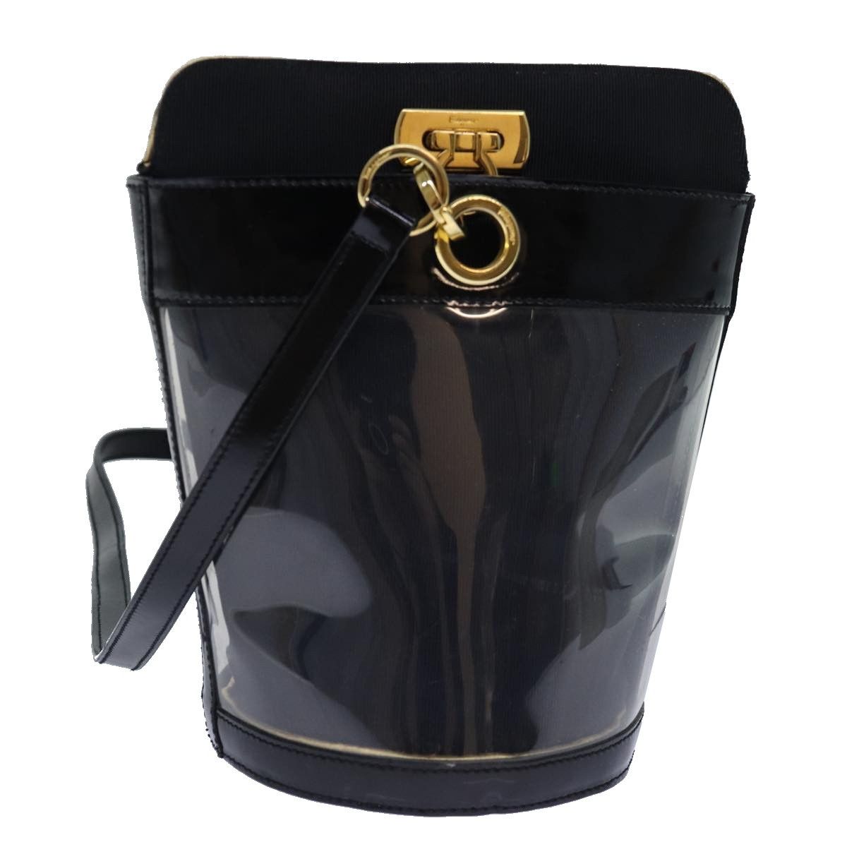 Salvatore Ferragamo Gancini Black Vinyl Shoulder Bag (Pre-Owned) Size ONE SIZE - 19 Thumbnail