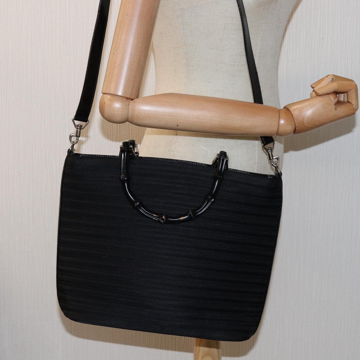 Gucci Bamboo Black Synthetic Handbag (Pre-Owned) Size ONE SIZE - 7 Thumbnail