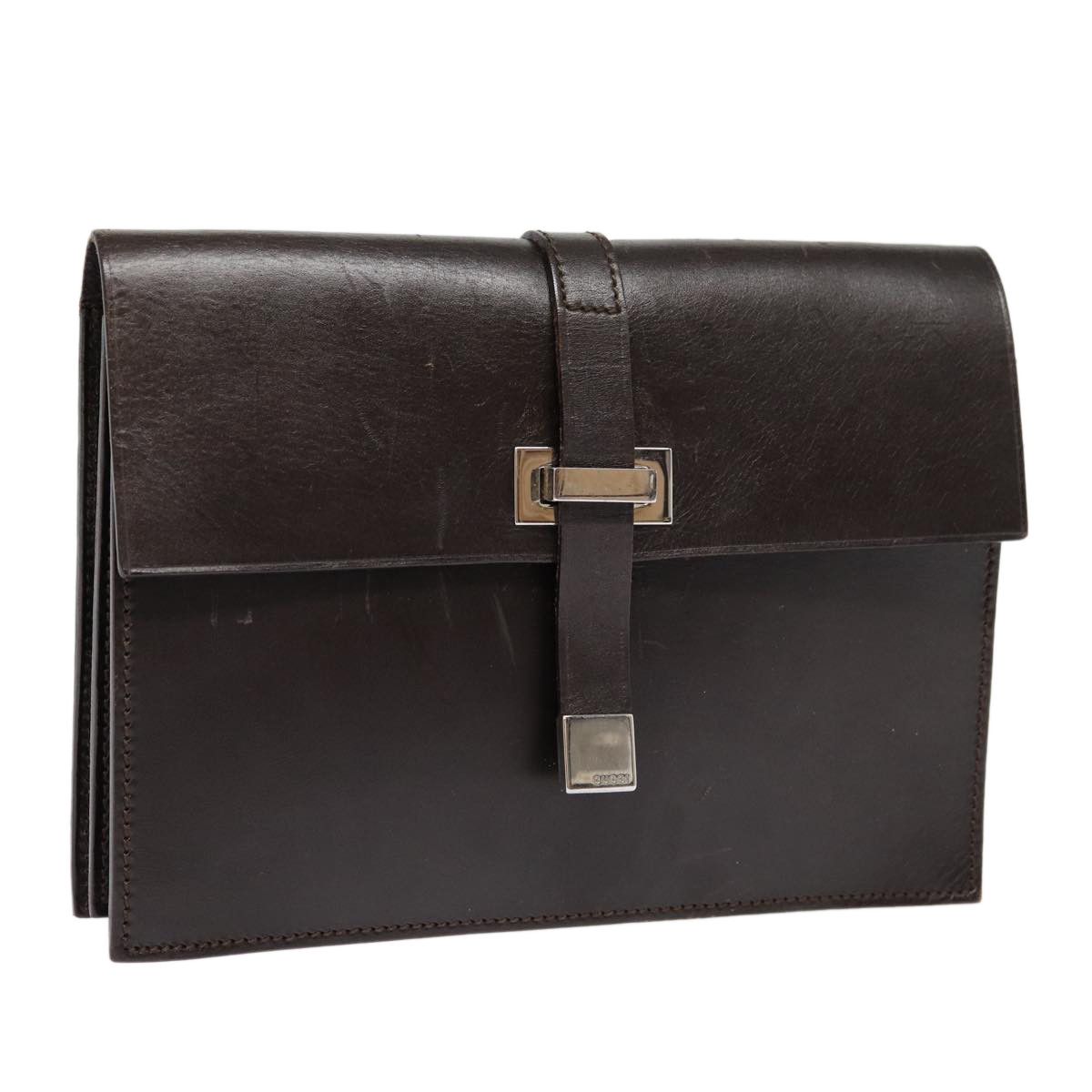 Gucci Brown Leather Clutch Bag (Pre-Owned) Size ONE SIZE - 11 Thumbnail
