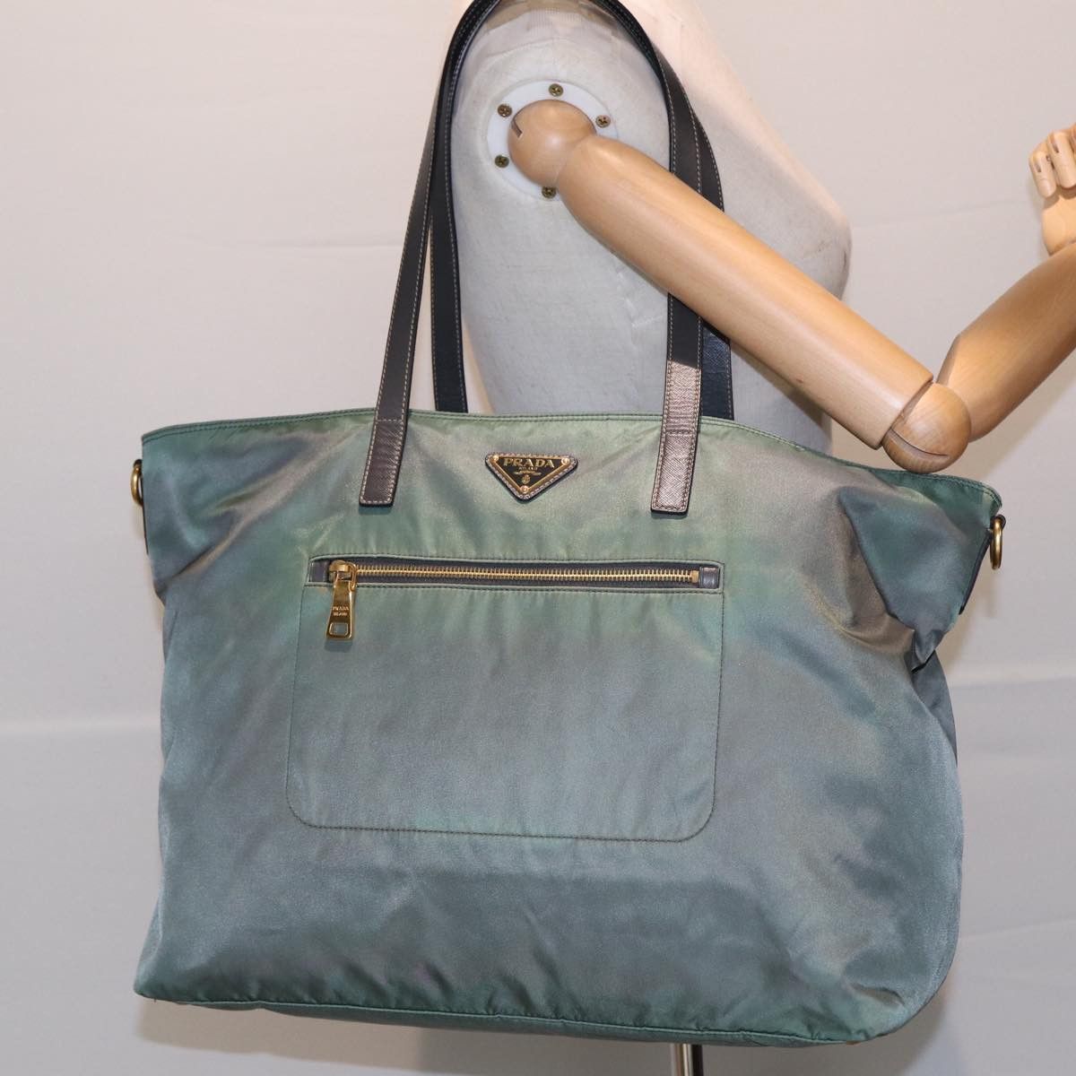 Prada Tessuto Khaki Synthetic Tote Bag (Pre-Owned) Size ONE SIZE - 7 Thumbnail