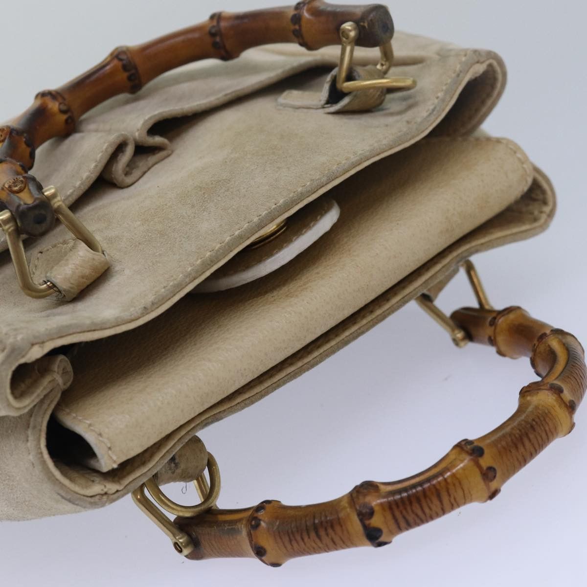 Gucci Bamboo Beige Suede Handbag (Pre-Owned) Size ONE SIZE - 4 Thumbnail