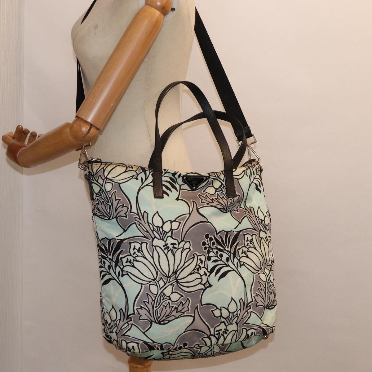 Prada Tessuto Blue Synthetic Tote Bag (Pre-Owned) Size ONE SIZE - 9 Thumbnail