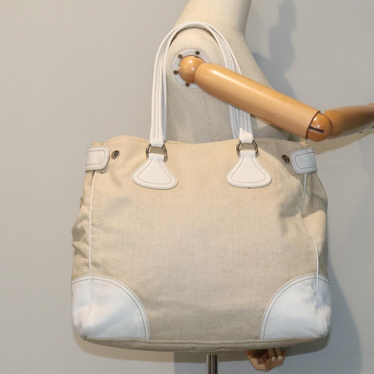Prada Beige Canvas Shoulder Bag (Pre-Owned) Size ONE SIZE - 7 Thumbnail
