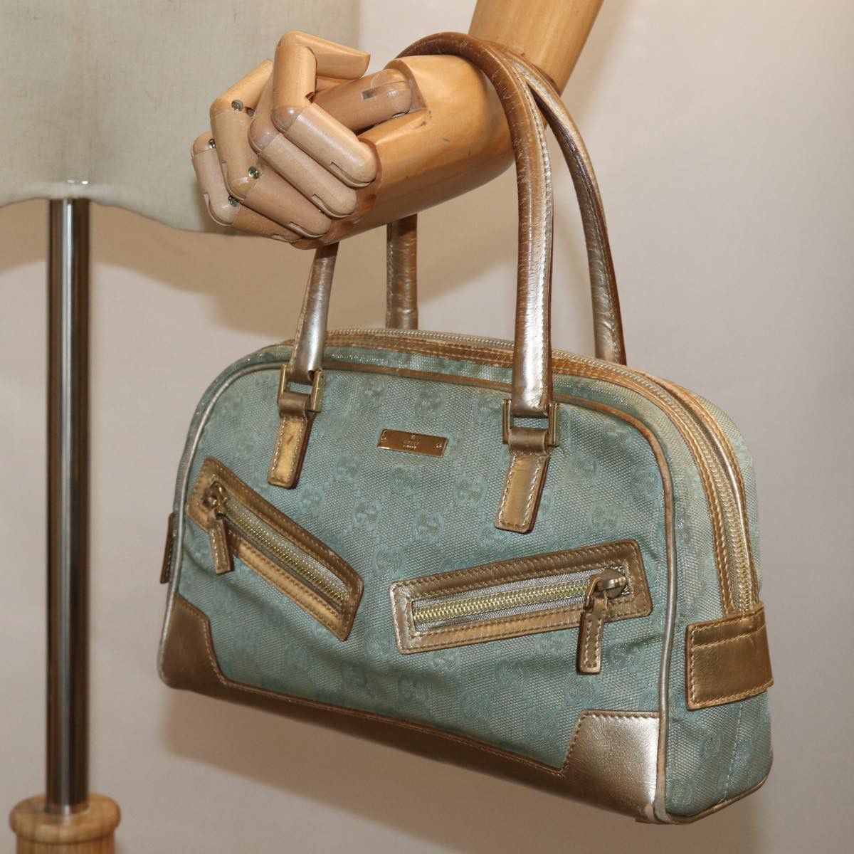 Gucci Bowling Blue Canvas Handbag (Pre-Owned) Size ONE SIZE - 7 Thumbnail