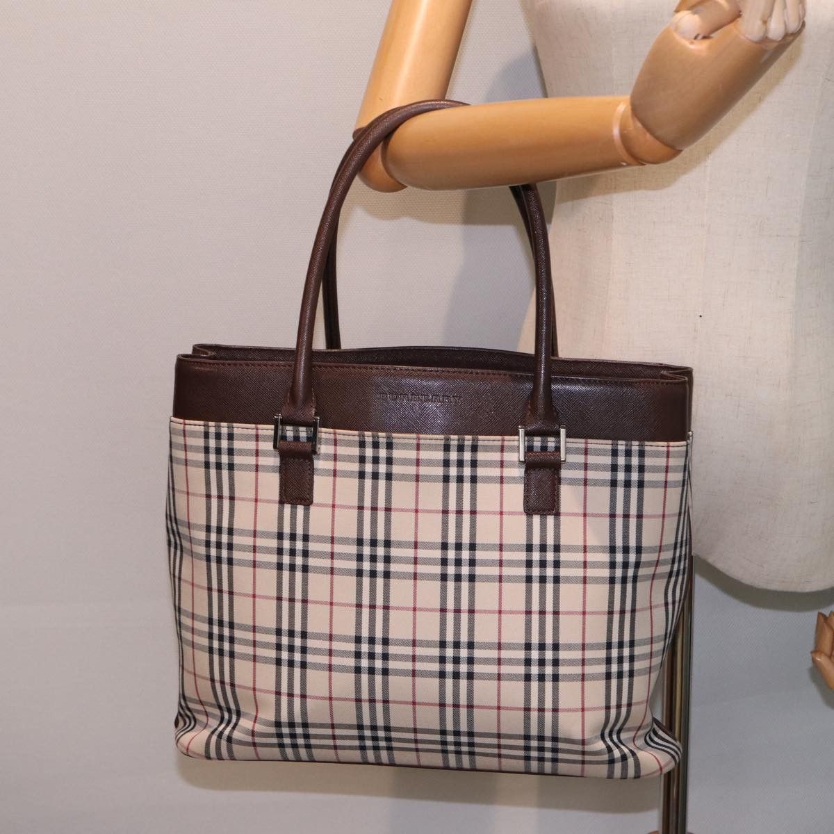 Burberry Nova Check Beige Canvas Tote Bag (Pre-Owned) Size ONE SIZE - 7 Thumbnail