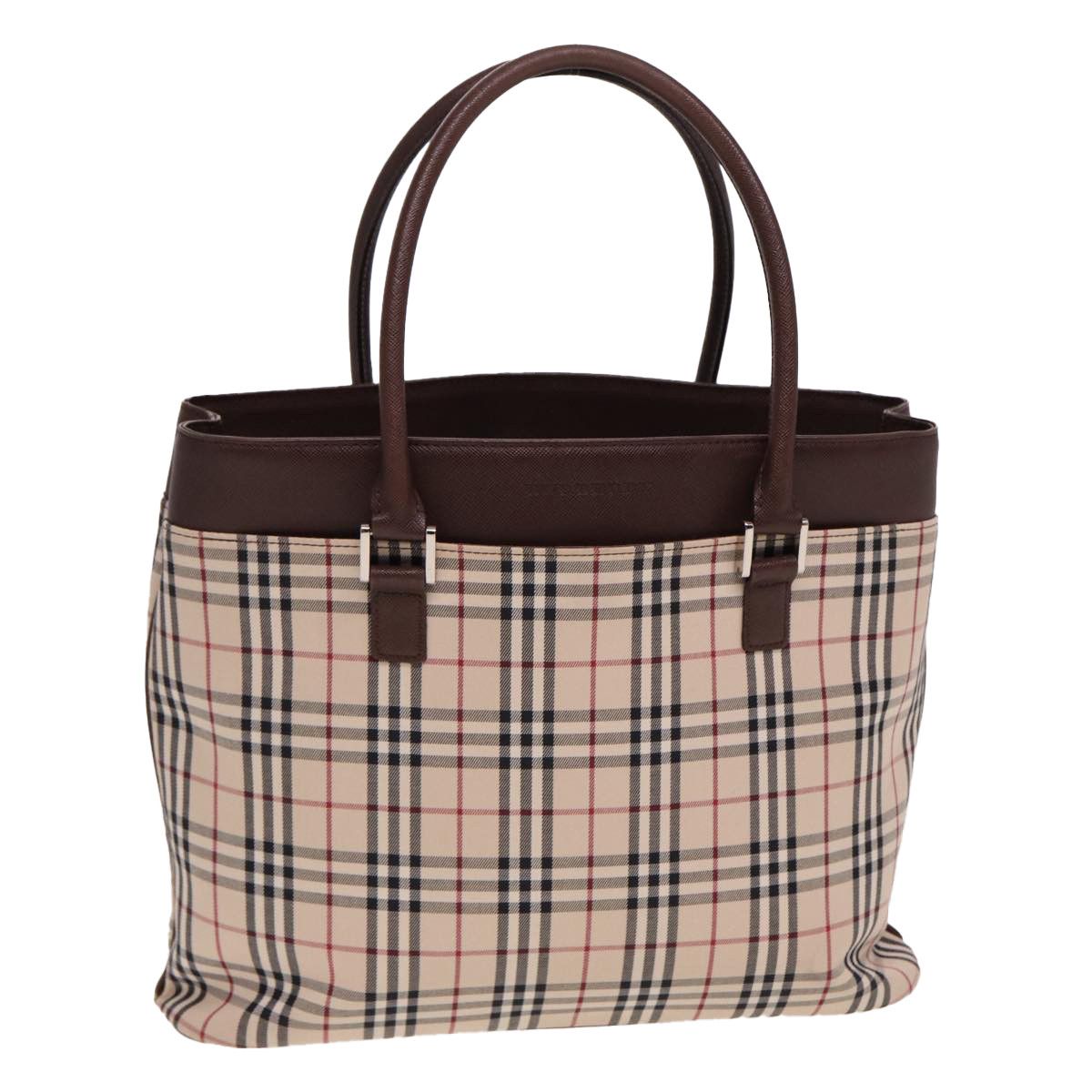 Burberry Nova Check Beige Canvas Tote Bag (Pre-Owned) Size ONE SIZE - 4 Thumbnail
