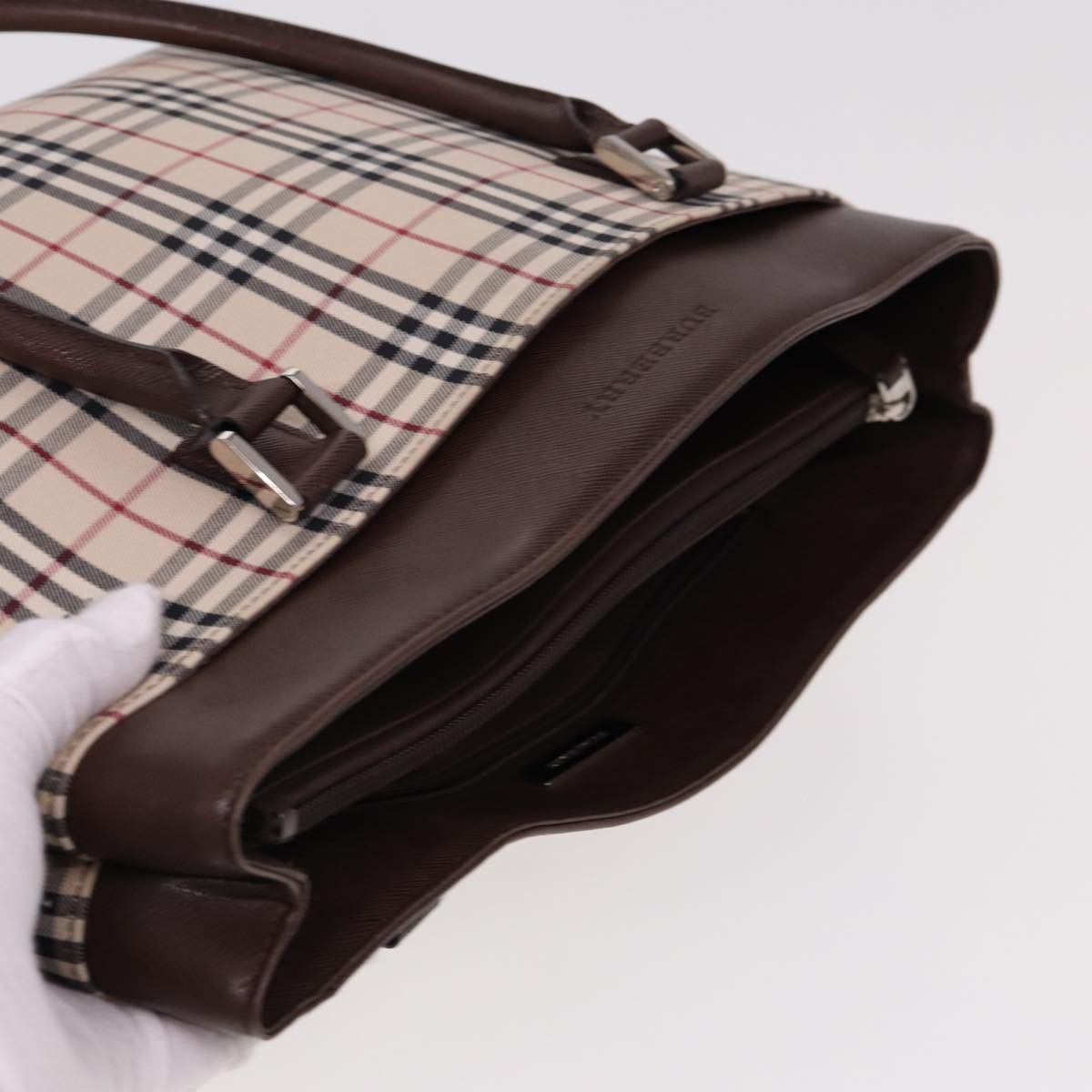 Burberry Nova Check Beige Canvas Tote Bag (Pre-Owned) Size ONE SIZE - 13 Thumbnail