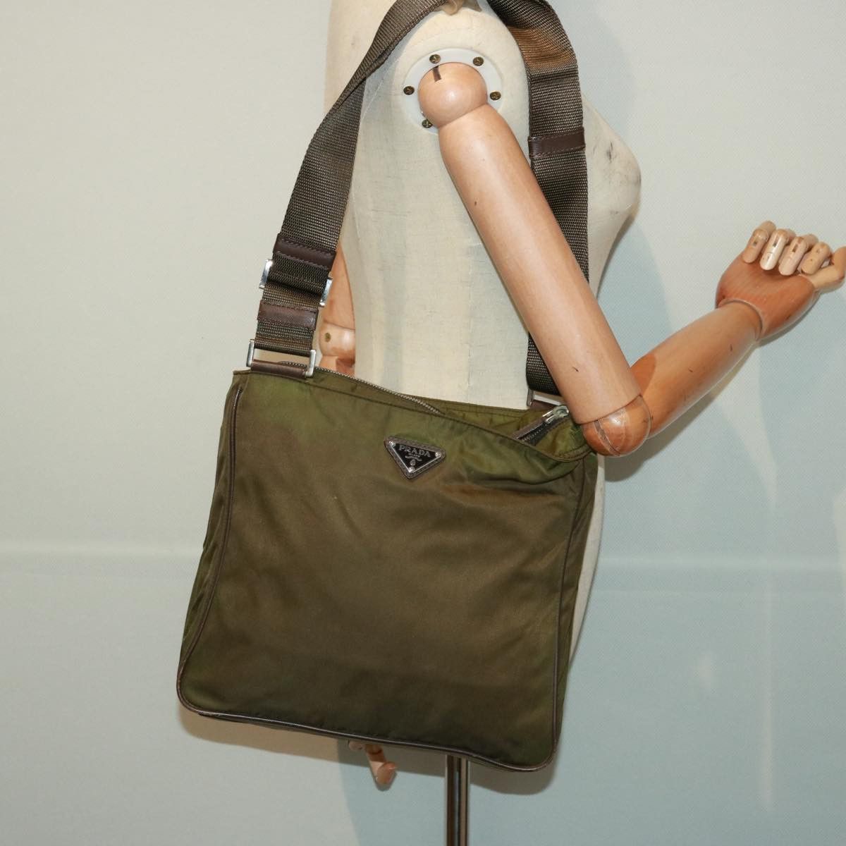 Prada Tessuto Khaki Synthetic Shoulder Bag (Pre-Owned) Size ONE SIZE - 7 Thumbnail