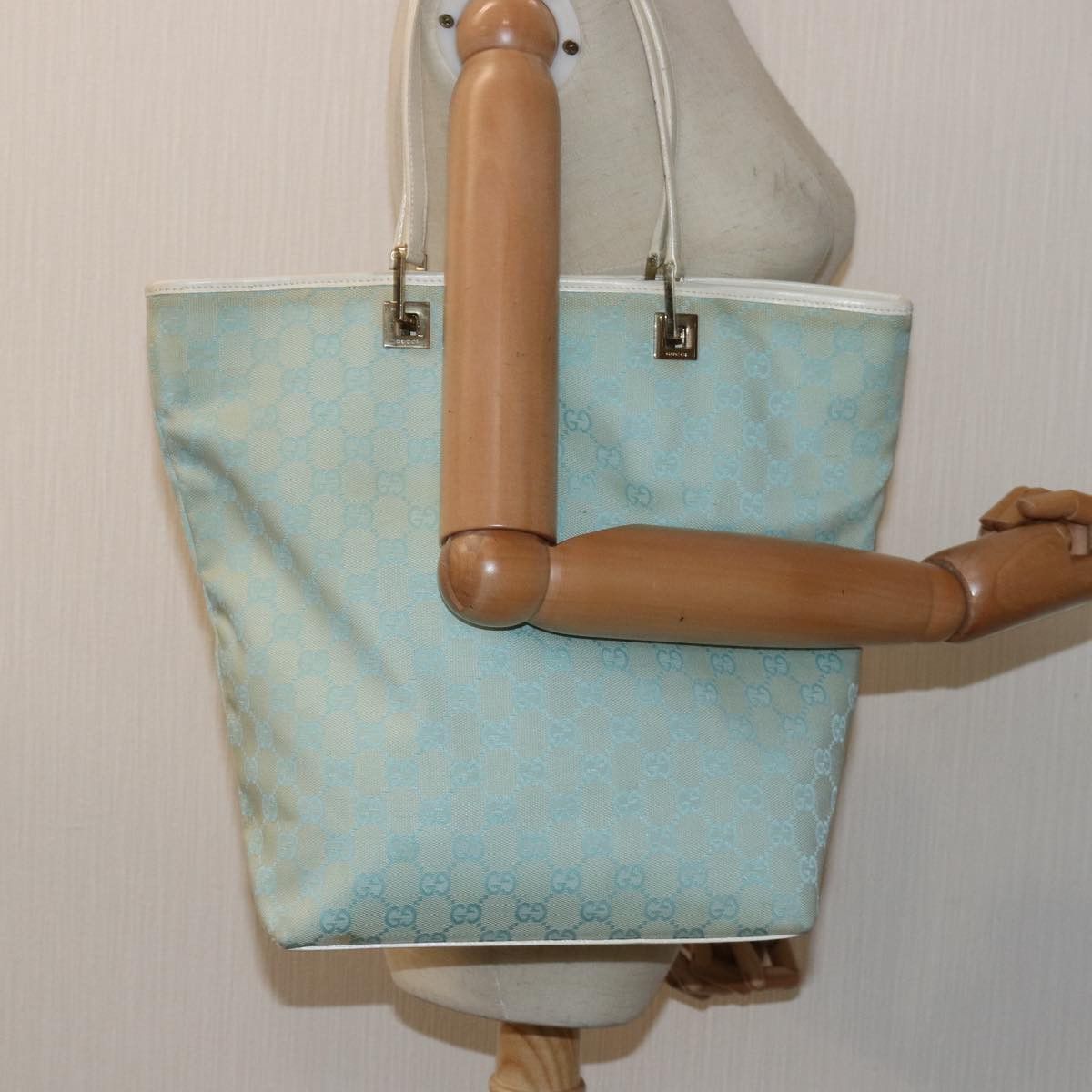 Gucci Gg Canvas Blue Canvas Tote Bag (Pre-Owned) Size ONE SIZE - 7 Thumbnail
