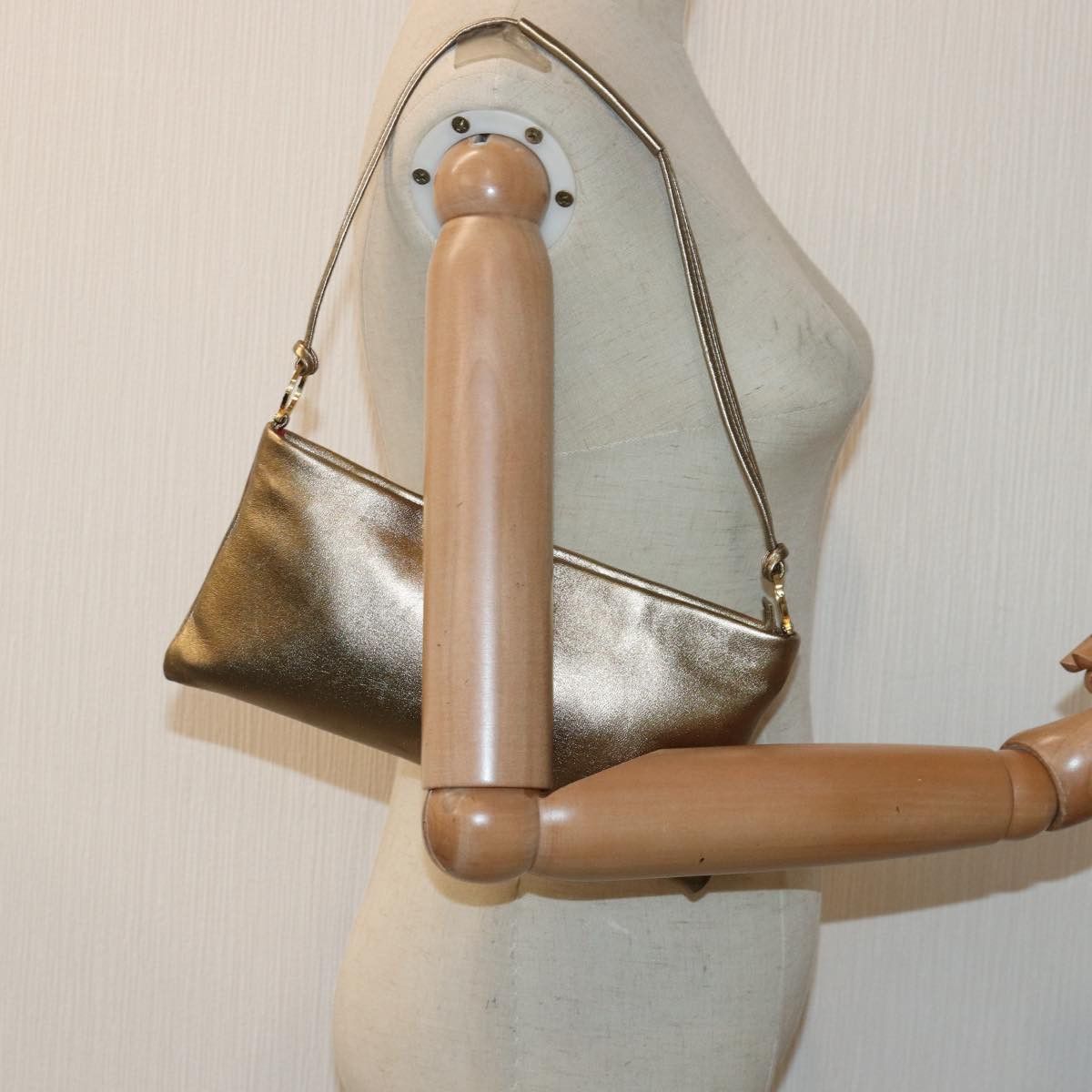 Salvatore Ferragamo Gancini Gold Leather Shoulder Bag (Pre-Owned) Size ONE SIZE - 7 Thumbnail