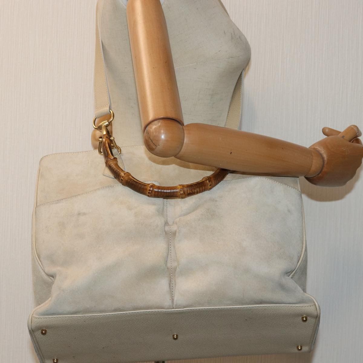 Gucci Bamboo Beige Suede Handbag (Pre-Owned) Size ONE SIZE - 7 Thumbnail