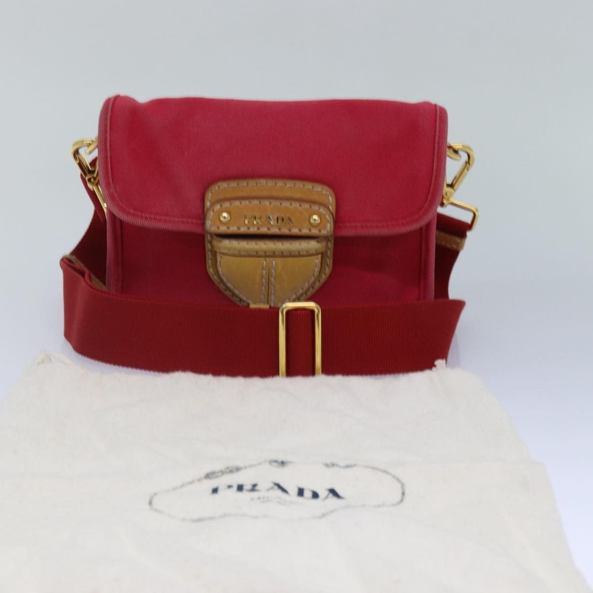 Prada Red Canvas Shoulder Bag (Pre-Owned) Size ONE SIZE - 7 Thumbnail