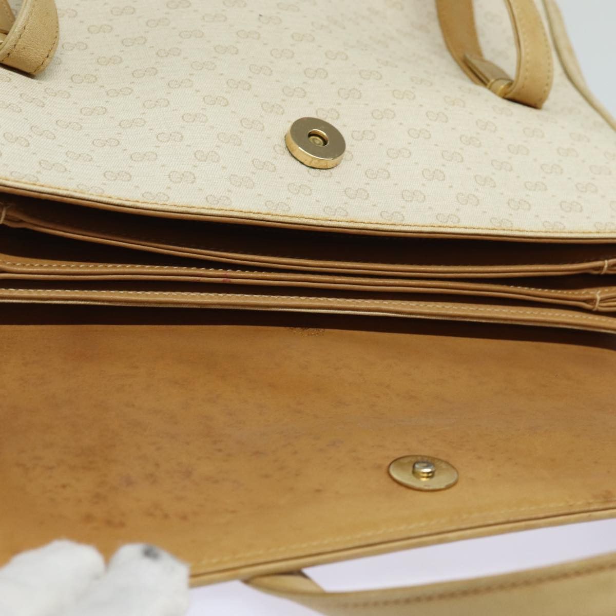 Gucci Gg Canvas White Leather Shoulder Bag (Pre-Owned) Size ONE SIZE - 17 Thumbnail