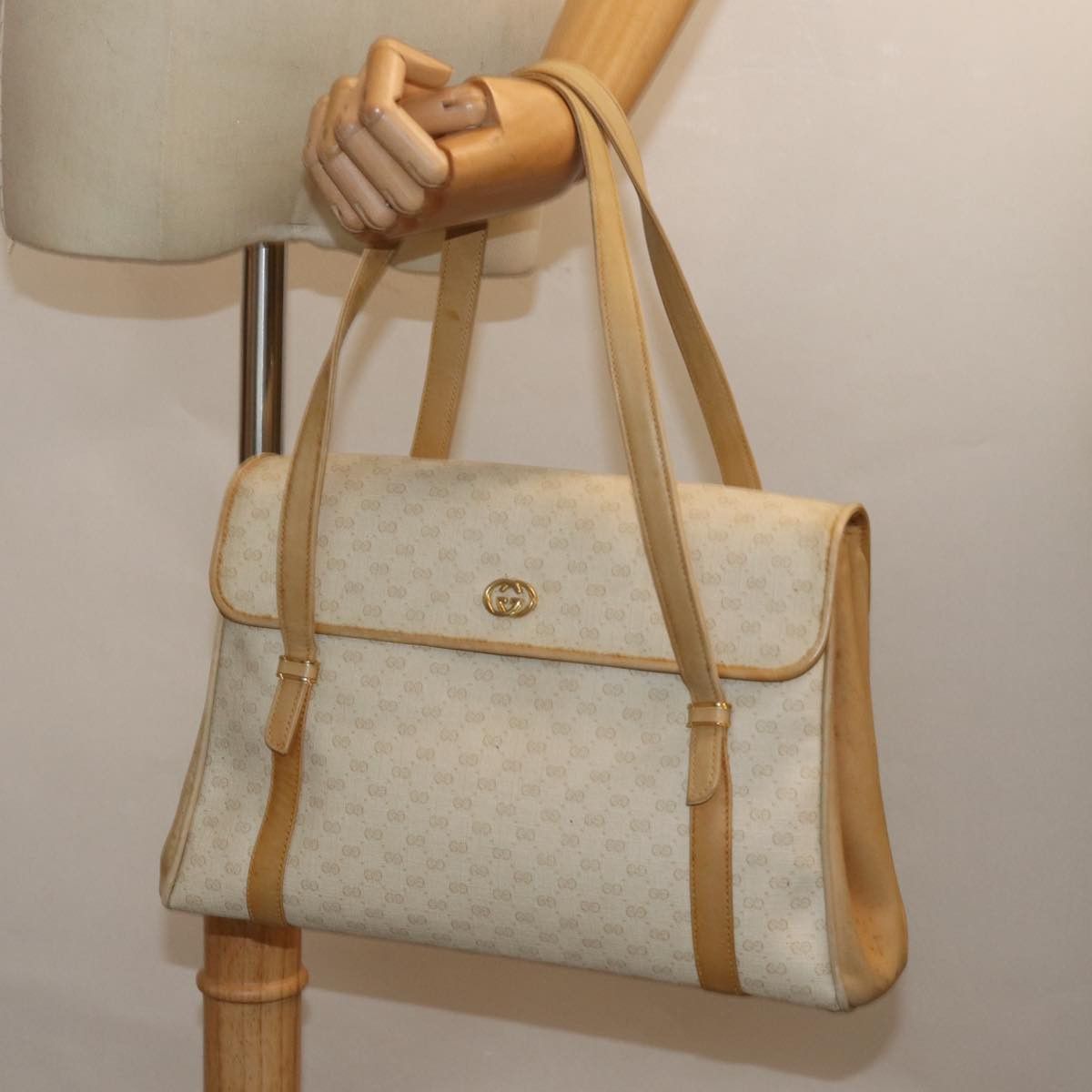 Gucci Gg Canvas White Leather Shoulder Bag (Pre-Owned) Size ONE SIZE - 6 Thumbnail