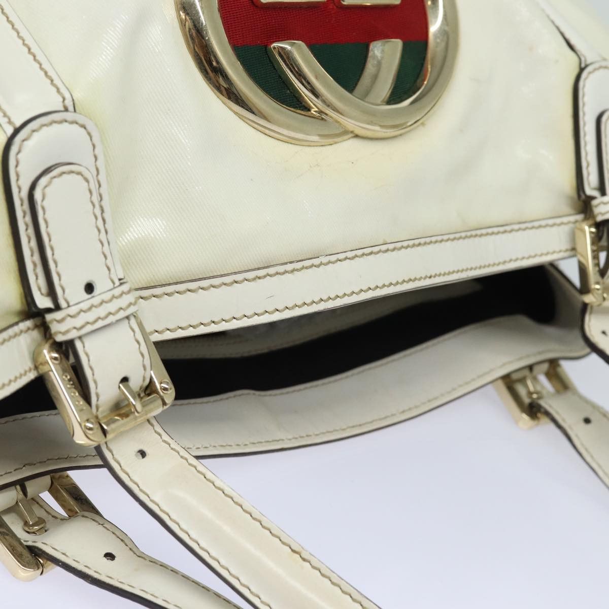 Gucci Interlocking White Canvas Tote Bag (Pre-Owned) Size ONE SIZE - 4 Thumbnail