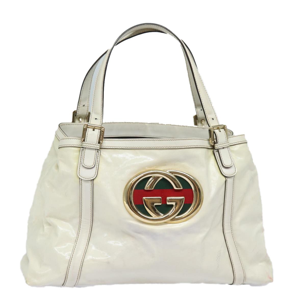 Gucci Interlocking White Canvas Tote Bag (Pre-Owned) Size ONE SIZE - 12 Thumbnail