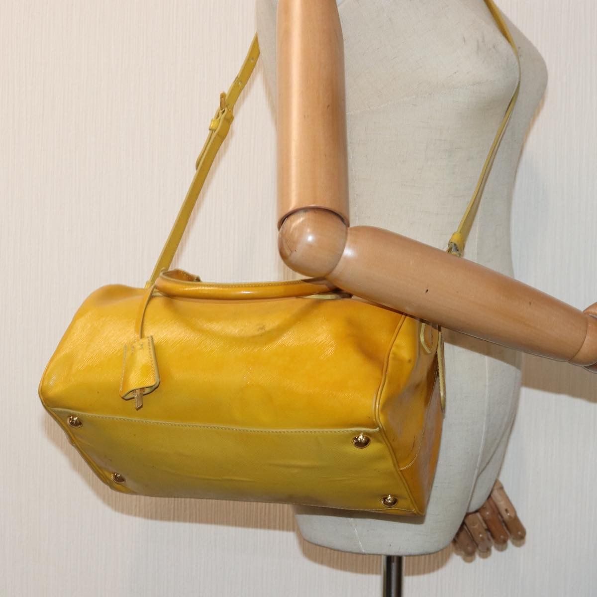 Prada Saffiano Yellow Leather Handbag (Pre-Owned) Size ONE SIZE - 8 Thumbnail