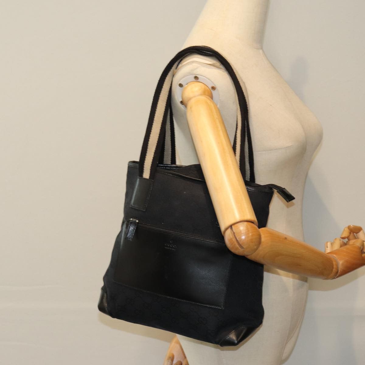 Gucci Gg Canvas Black Canvas Tote Bag (Pre-Owned) Size ONE SIZE - 7 Thumbnail