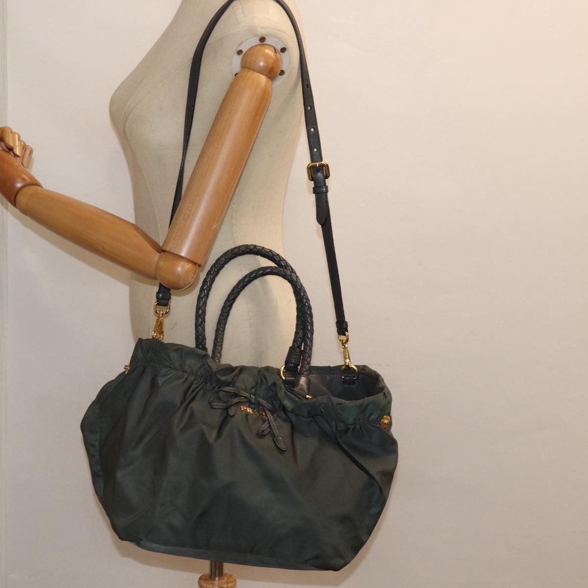 Prada Tessuto Khaki Synthetic Handbag (Pre-Owned) Size ONE SIZE - 9 Thumbnail