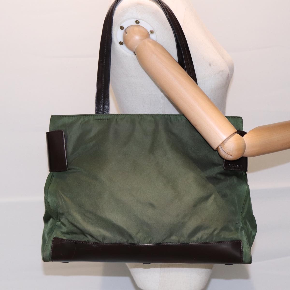 Prada Tessuto Khaki Synthetic Tote Bag (Pre-Owned) Size ONE SIZE - 7 Thumbnail