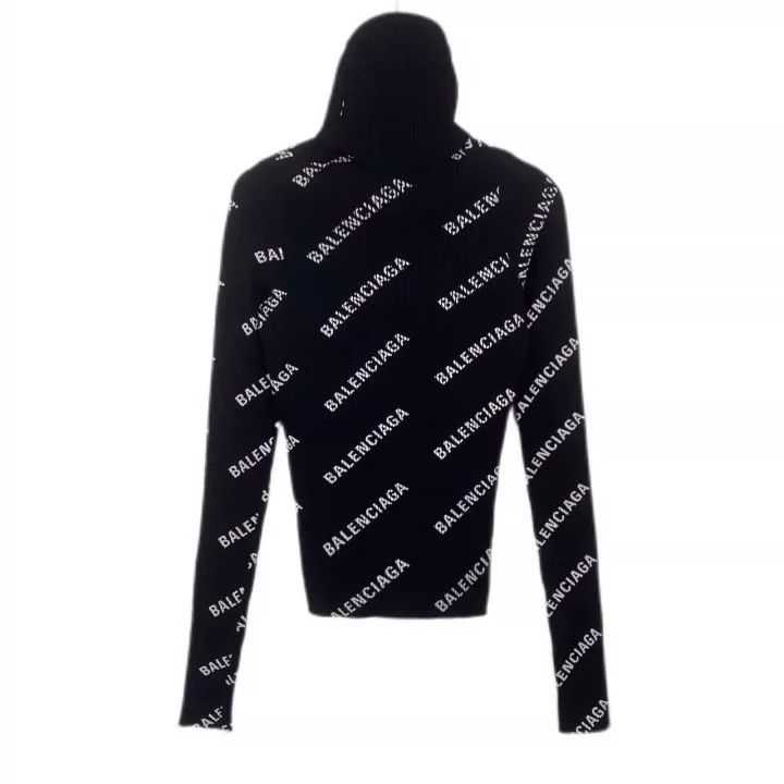 Balenciaga Balenciaga Logo Full Print Black High Collar Knitted Sweater DMC Grailed