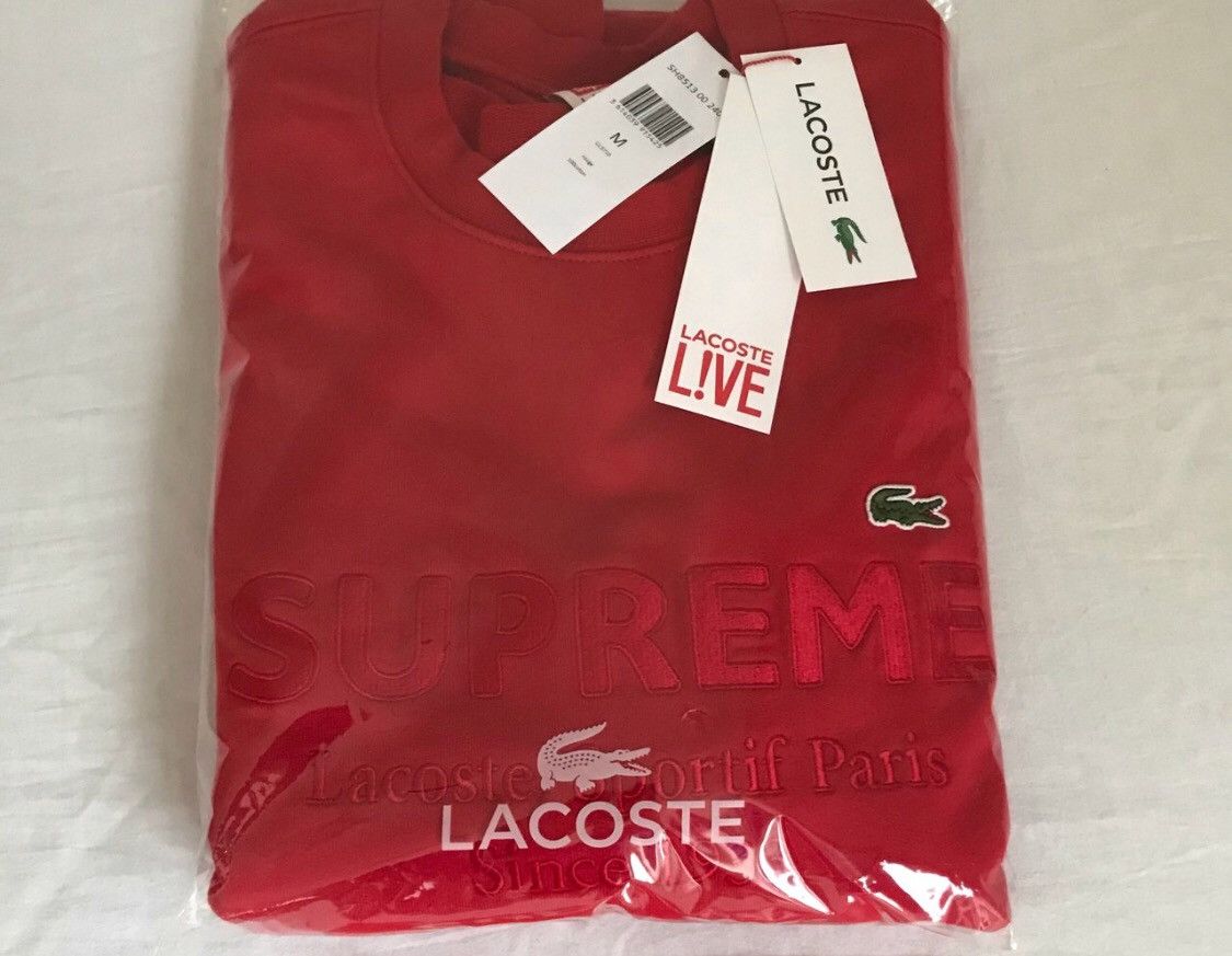 Red Supreme X Lacoste Sweatshirt Tops