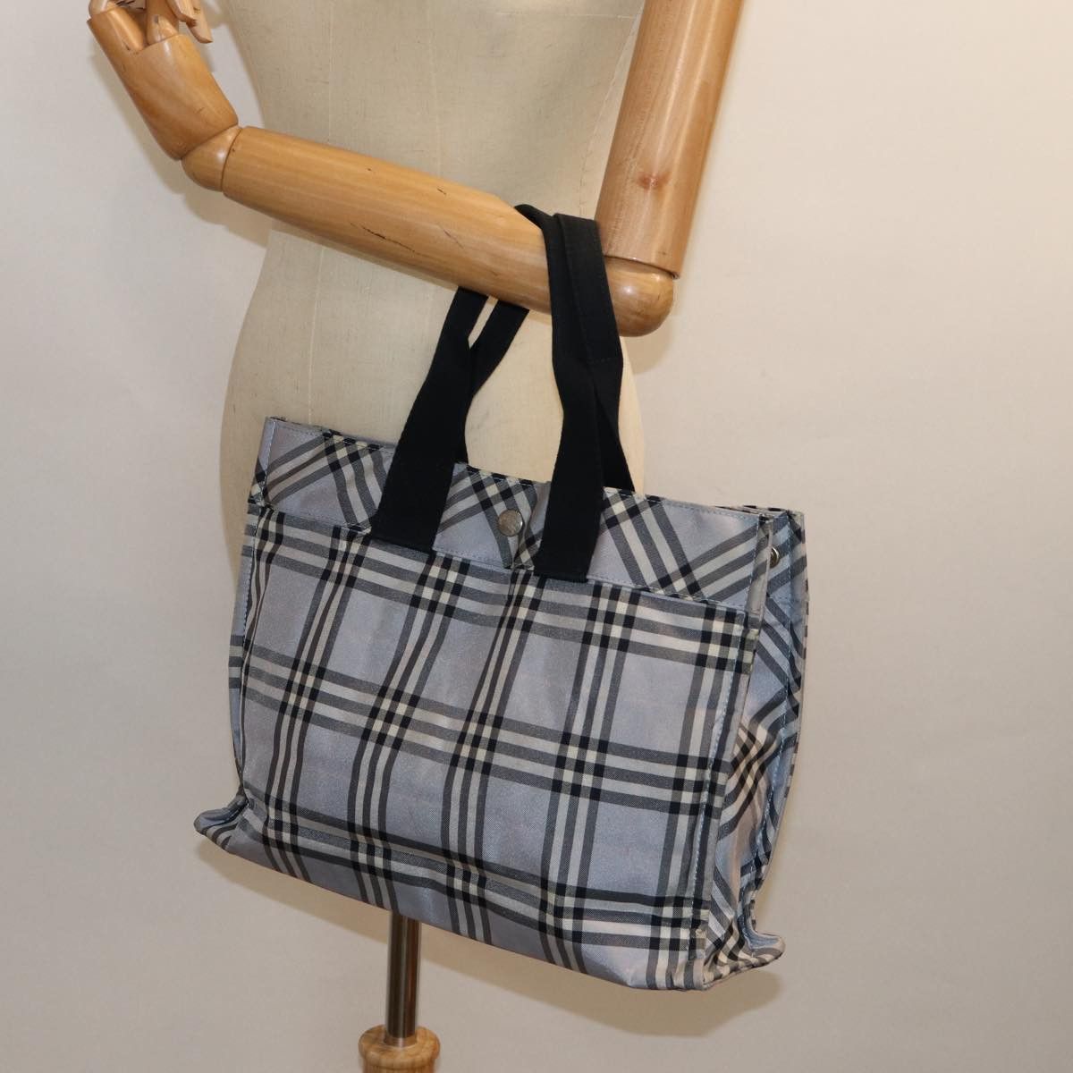 Burberry Nova Check Blue Synthetic Handbag (Pre-Owned) Size ONE SIZE - 14 Thumbnail
