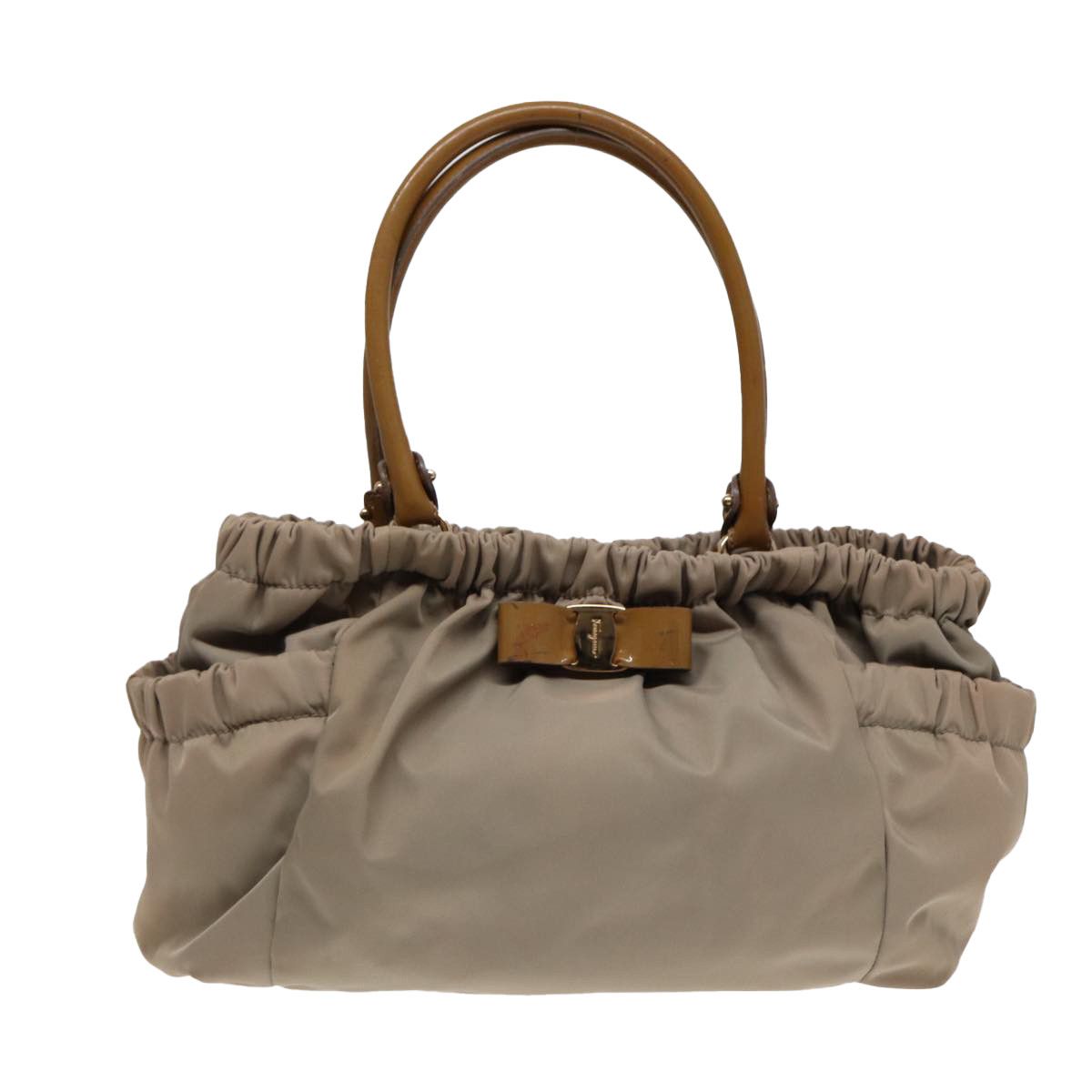 Salvatore Ferragamo Vara Beige Synthetic Handbag (Pre-Owned) Size ONE SIZE - 14 Thumbnail