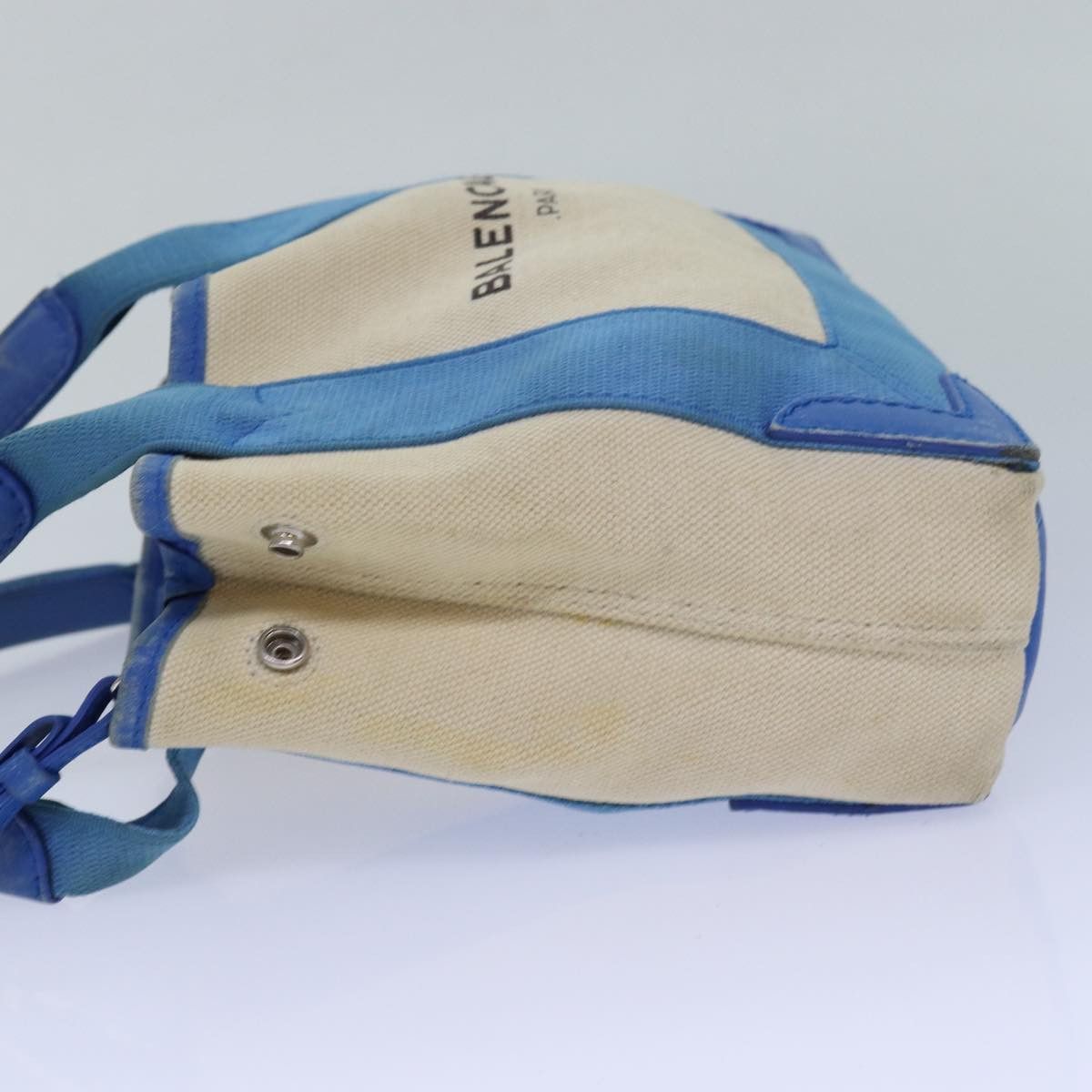 Balenciaga Navy Cabas Beige Canvas Handbag (Pre-Owned) Size ONE SIZE - 9 Thumbnail