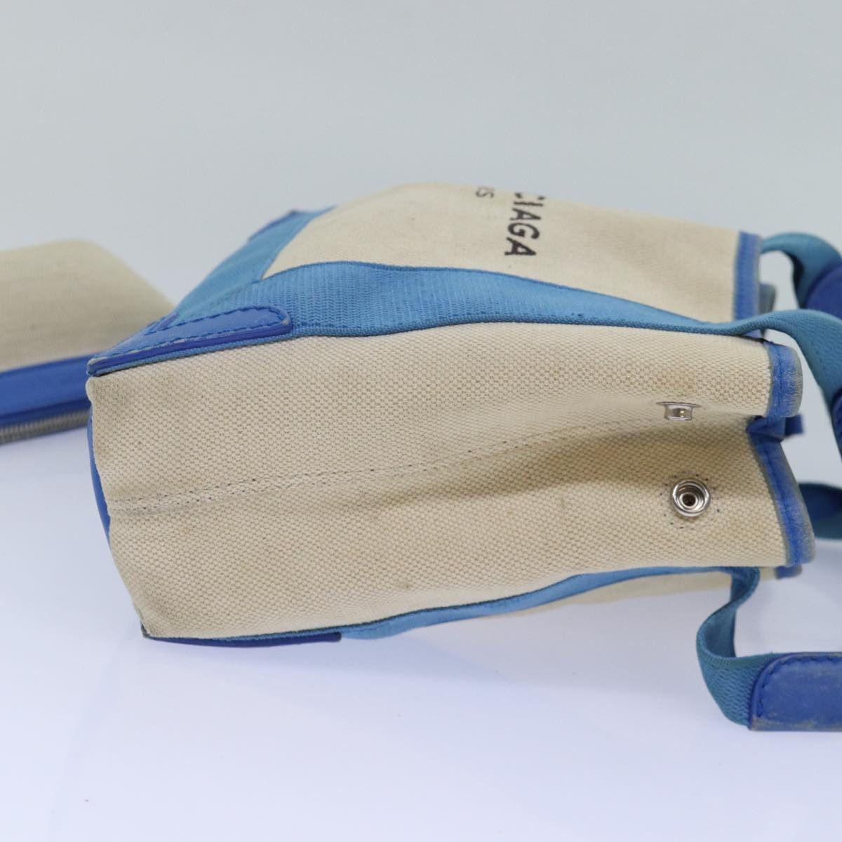 Balenciaga Navy Cabas Beige Canvas Handbag (Pre-Owned) Size ONE SIZE - 10 Thumbnail
