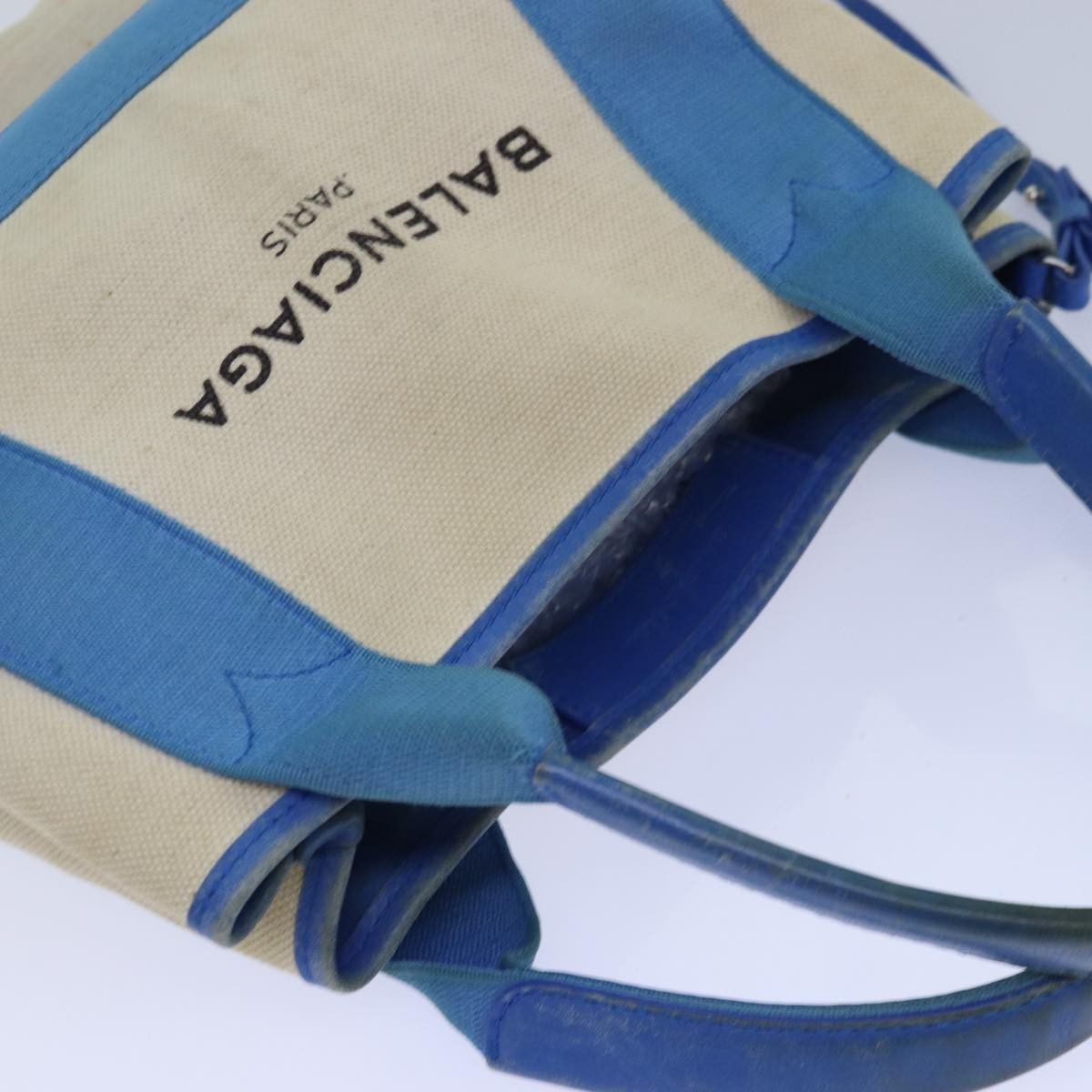 Balenciaga Navy Cabas Beige Canvas Handbag (Pre-Owned) Size ONE SIZE - 4 Thumbnail