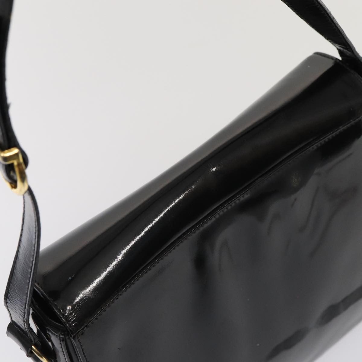 Salvatore Ferragamo Gancini Black Patent Leather Shoulder Bag (Pre-Owned) Size ONE SIZE - 14 Thumbnail