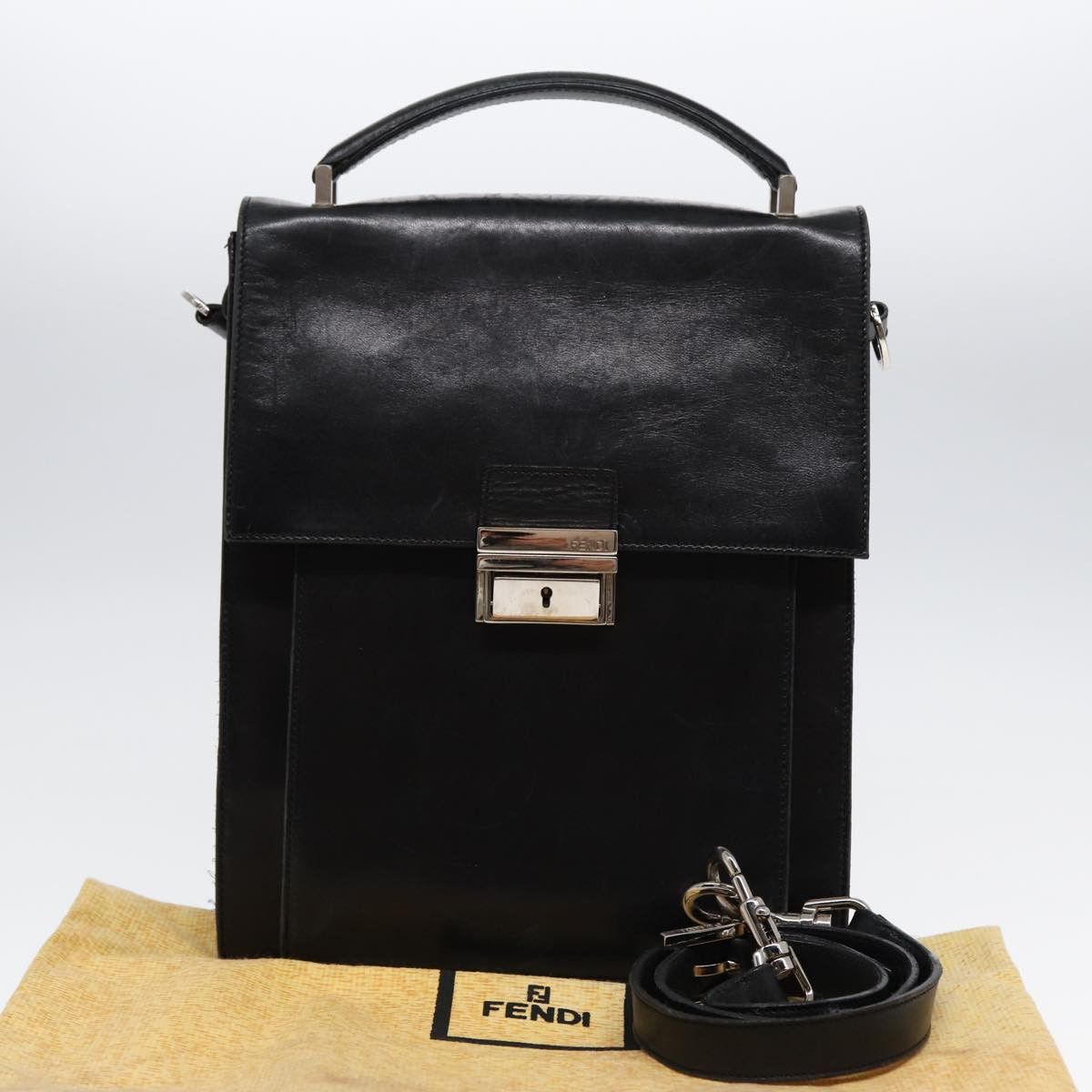 Fendi Black Leather Handbag (Pre-Owned) Size ONE SIZE - 11 Thumbnail