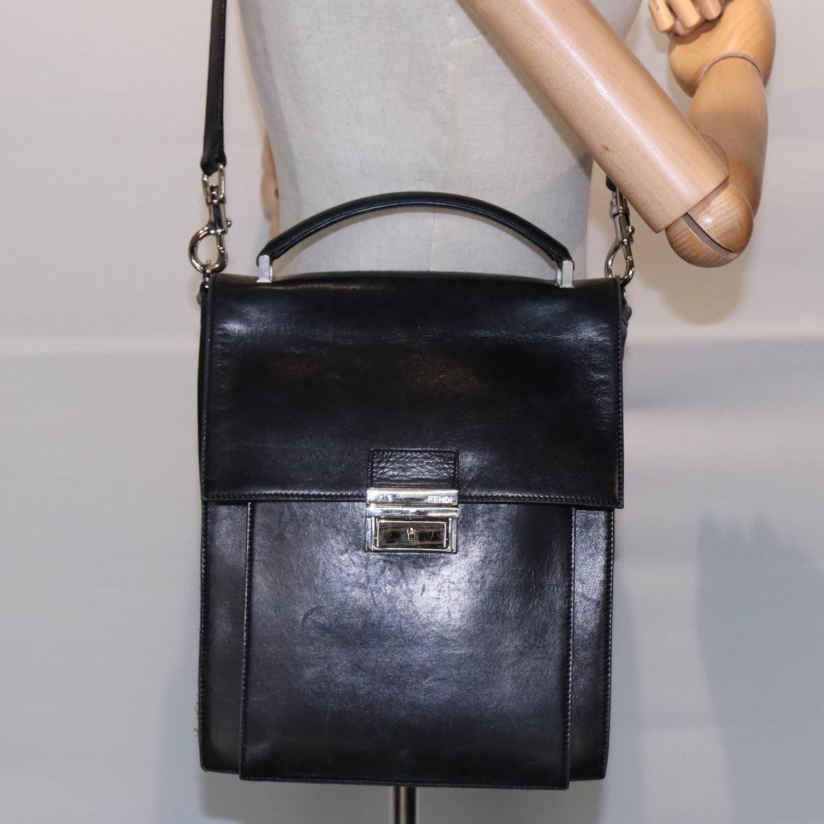 Fendi Black Leather Handbag (Pre-Owned) Size ONE SIZE - 12 Thumbnail