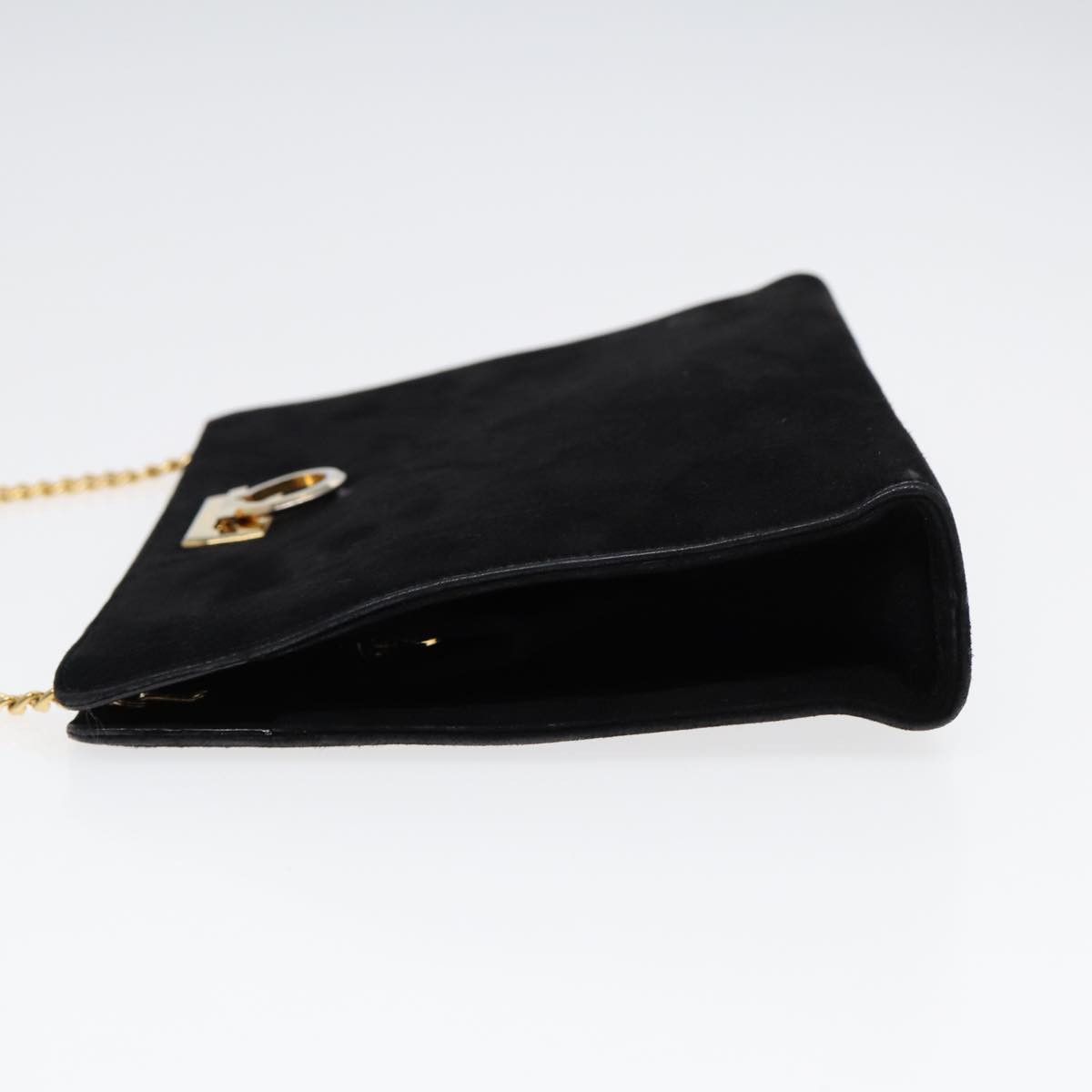 Salvatore Ferragamo Gancini Black Suede Shoulder Bag (Pre-Owned) Size ONE SIZE - 7 Thumbnail