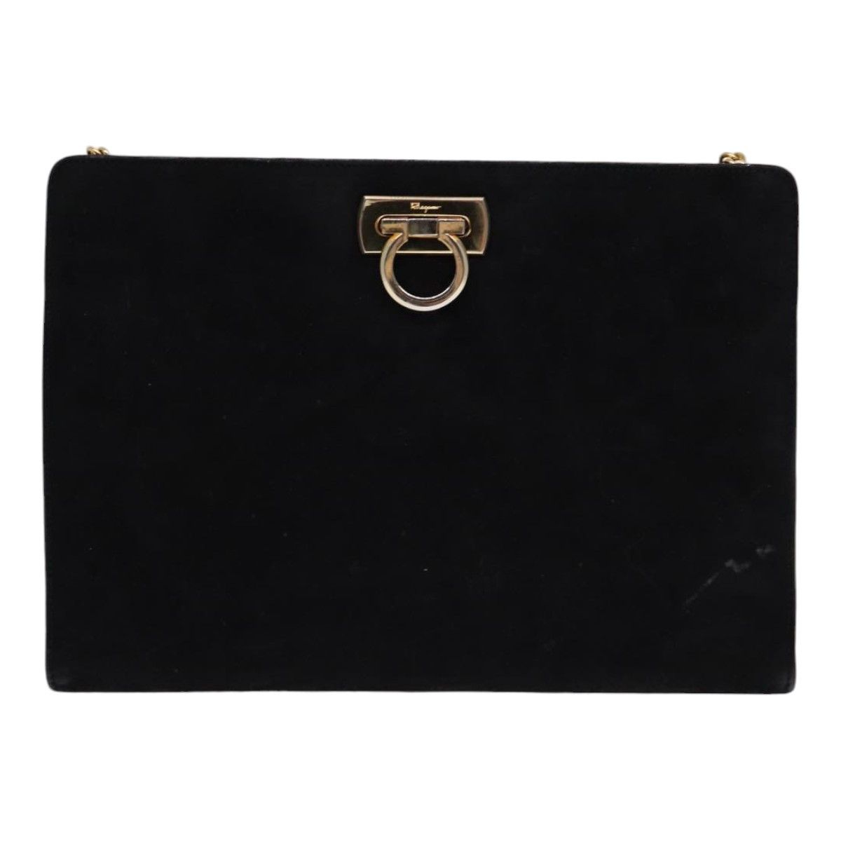 Salvatore Ferragamo Gancini Black Suede Shoulder Bag (Pre-Owned) Size ONE SIZE - 5 Thumbnail