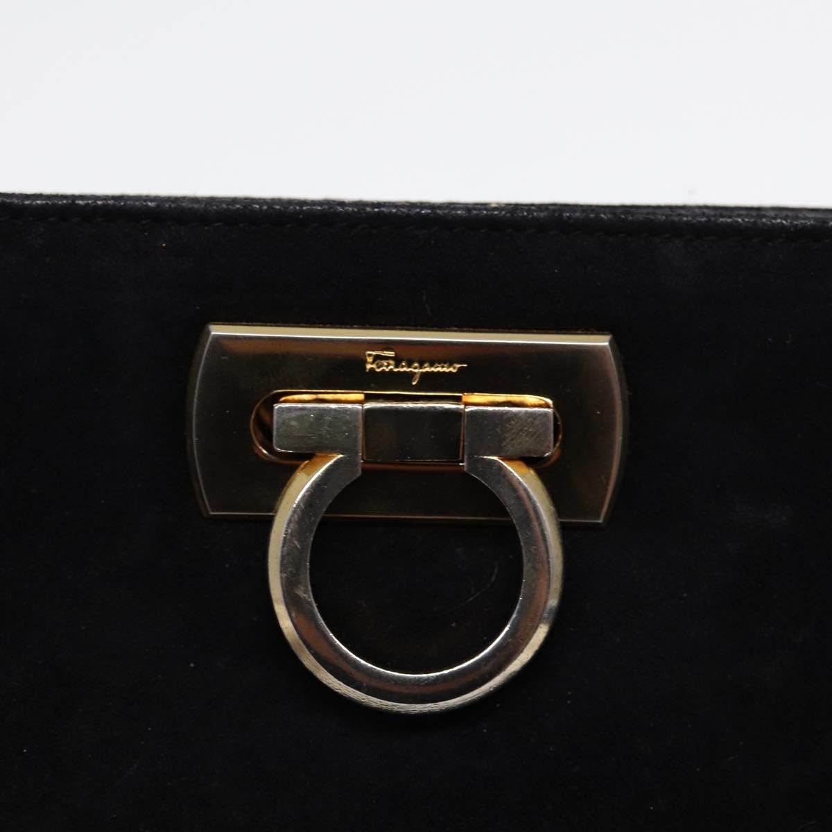 Salvatore Ferragamo Gancini Black Suede Shoulder Bag (Pre-Owned) Size ONE SIZE - 14 Thumbnail