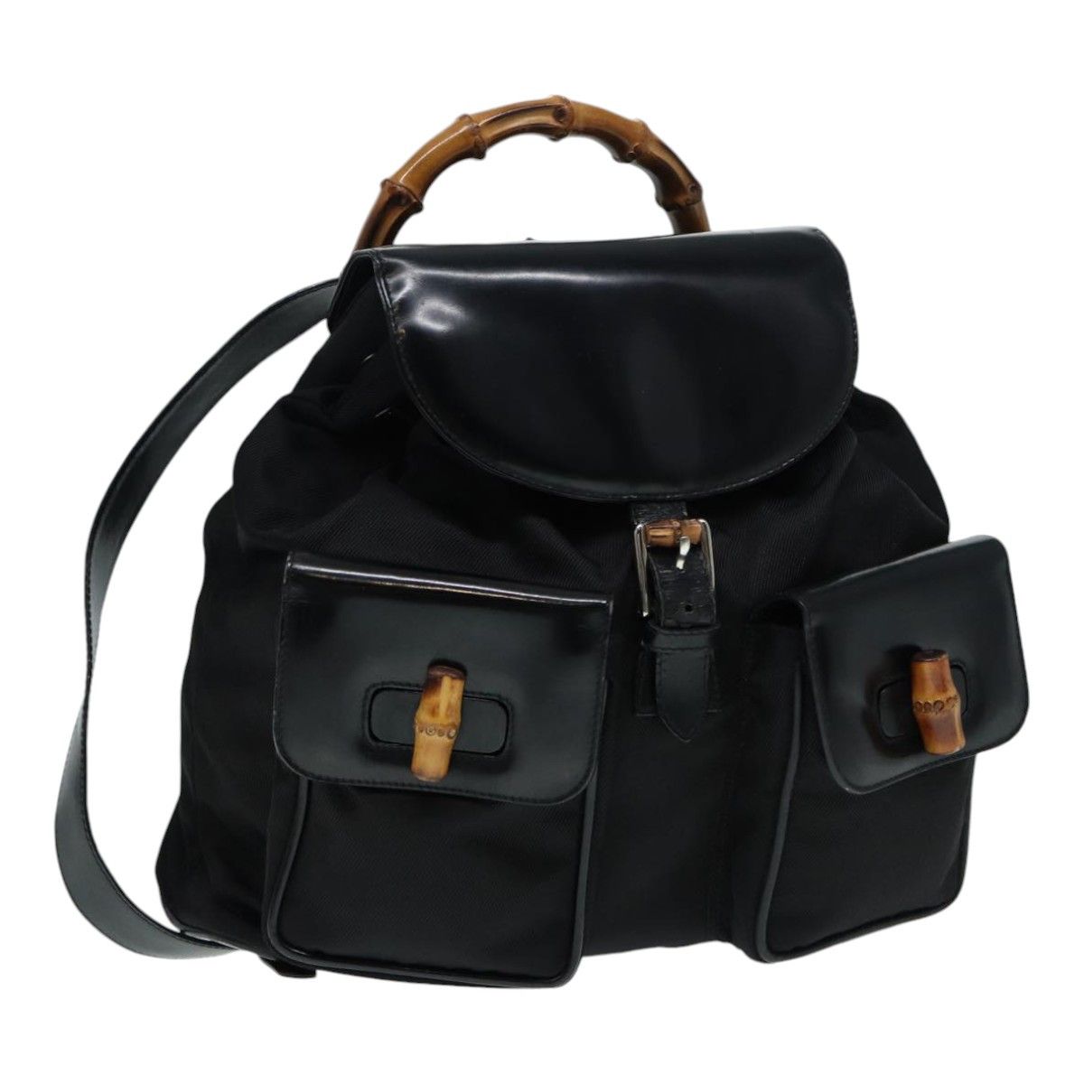Gucci Bamboo Black Canvas Backpack Bag (Pre-Owned) Size ONE SIZE - 14 Thumbnail