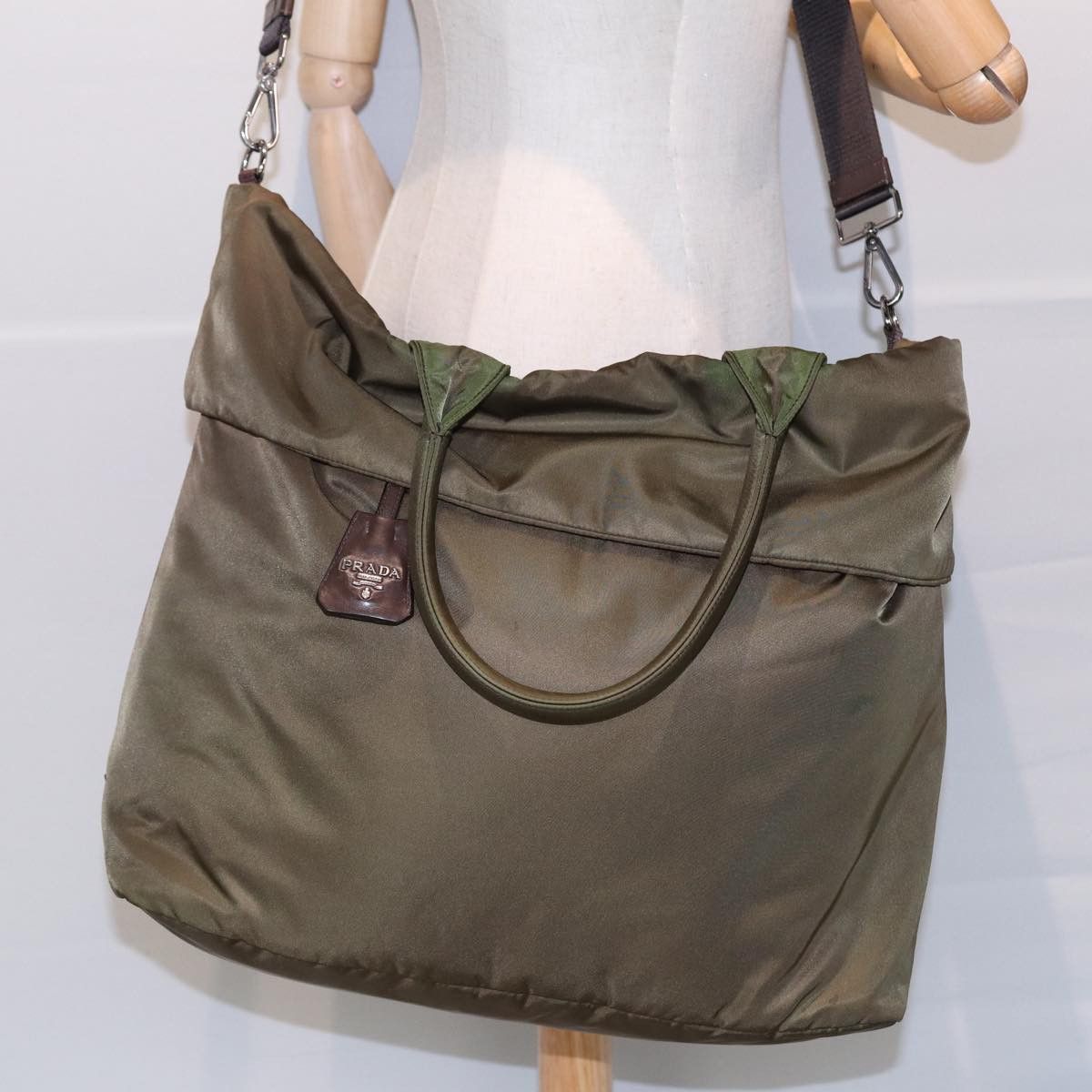Prada Tessuto Khaki Synthetic Tote Bag (Pre-Owned) Size ONE SIZE - 7 Thumbnail