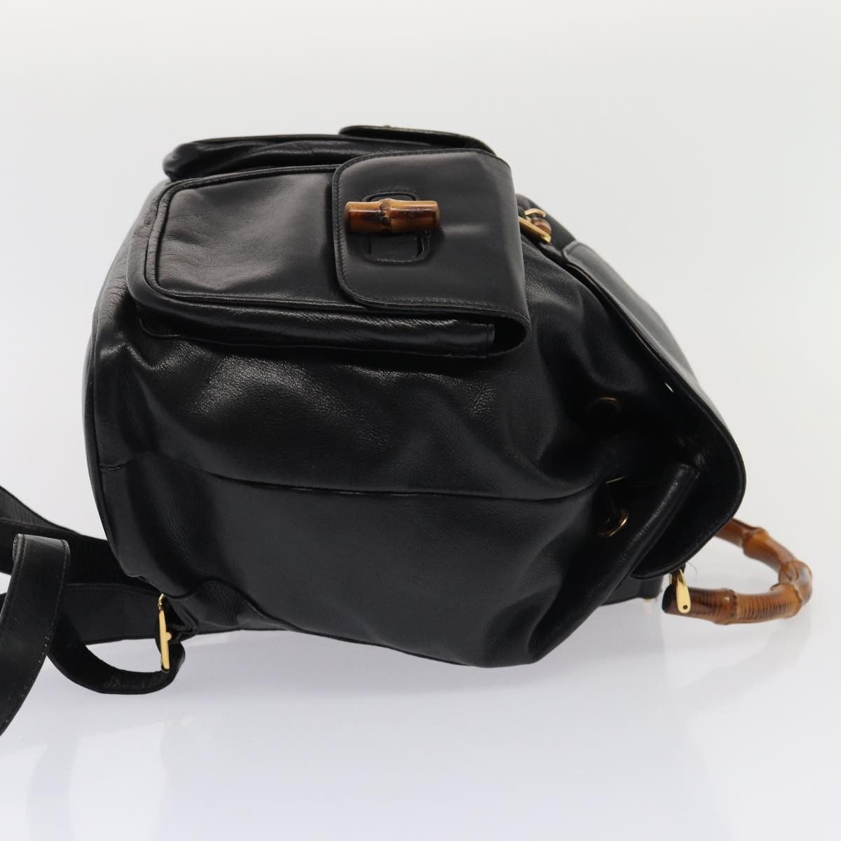 Gucci Bamboo Black Leather Backpack Bag (Pre-Owned) Size ONE SIZE - 4 Thumbnail
