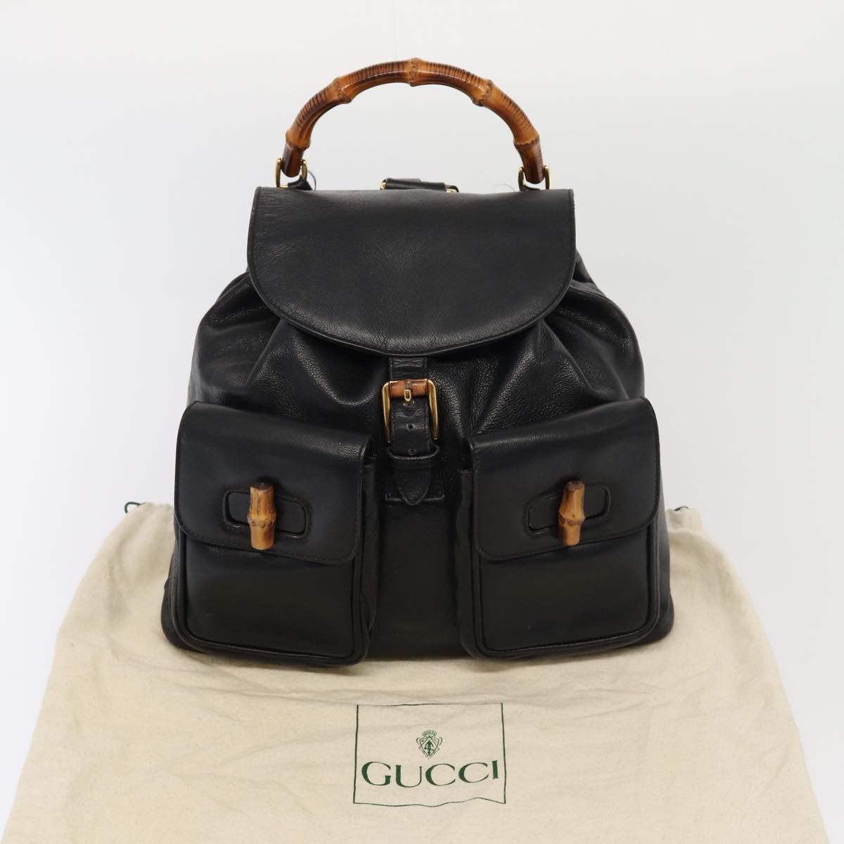 Gucci Bamboo Black Leather Backpack Bag (Pre-Owned) Size ONE SIZE - 16 Thumbnail