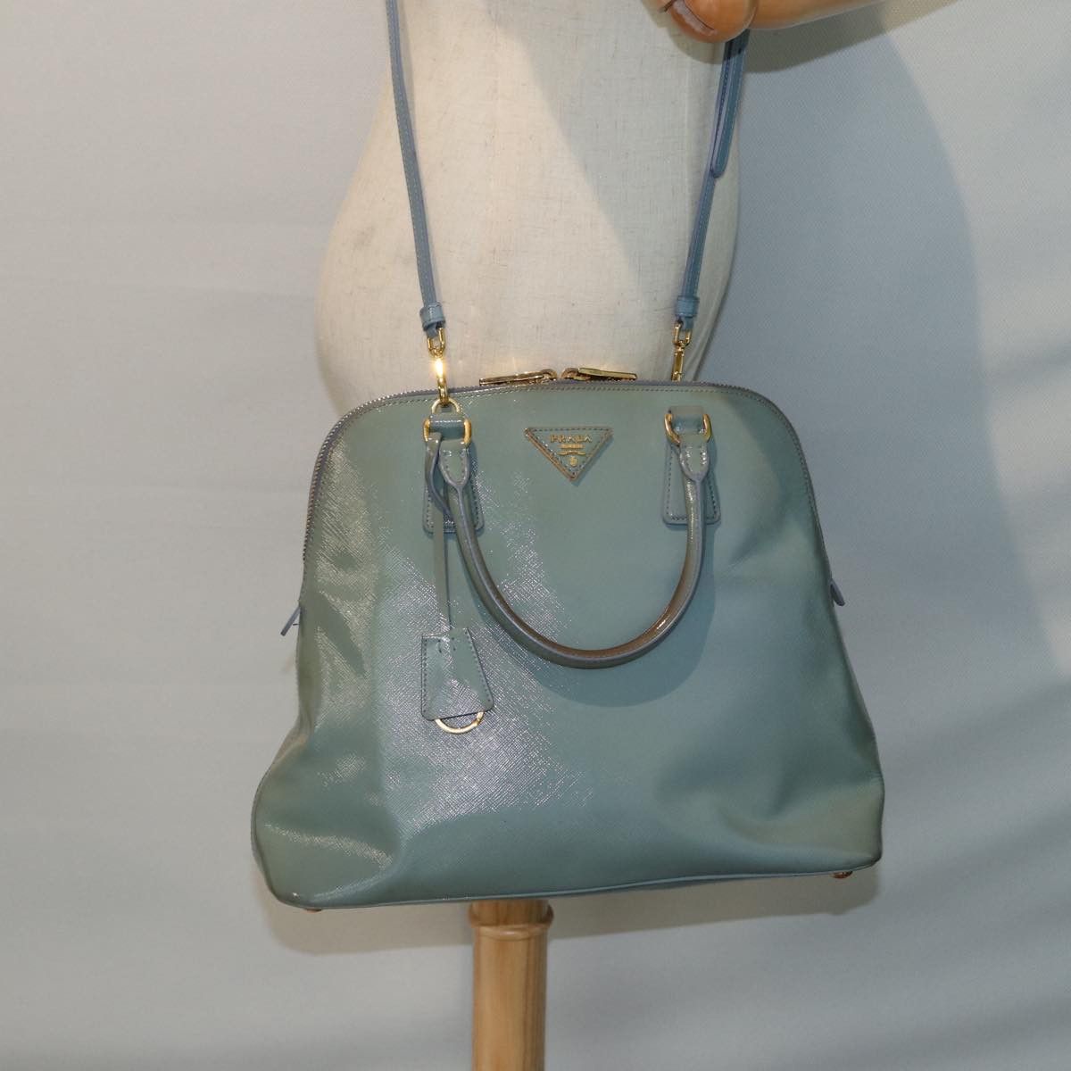 Prada Saffiano Blue Leather Handbag (Pre-Owned) Size ONE SIZE - 7 Thumbnail