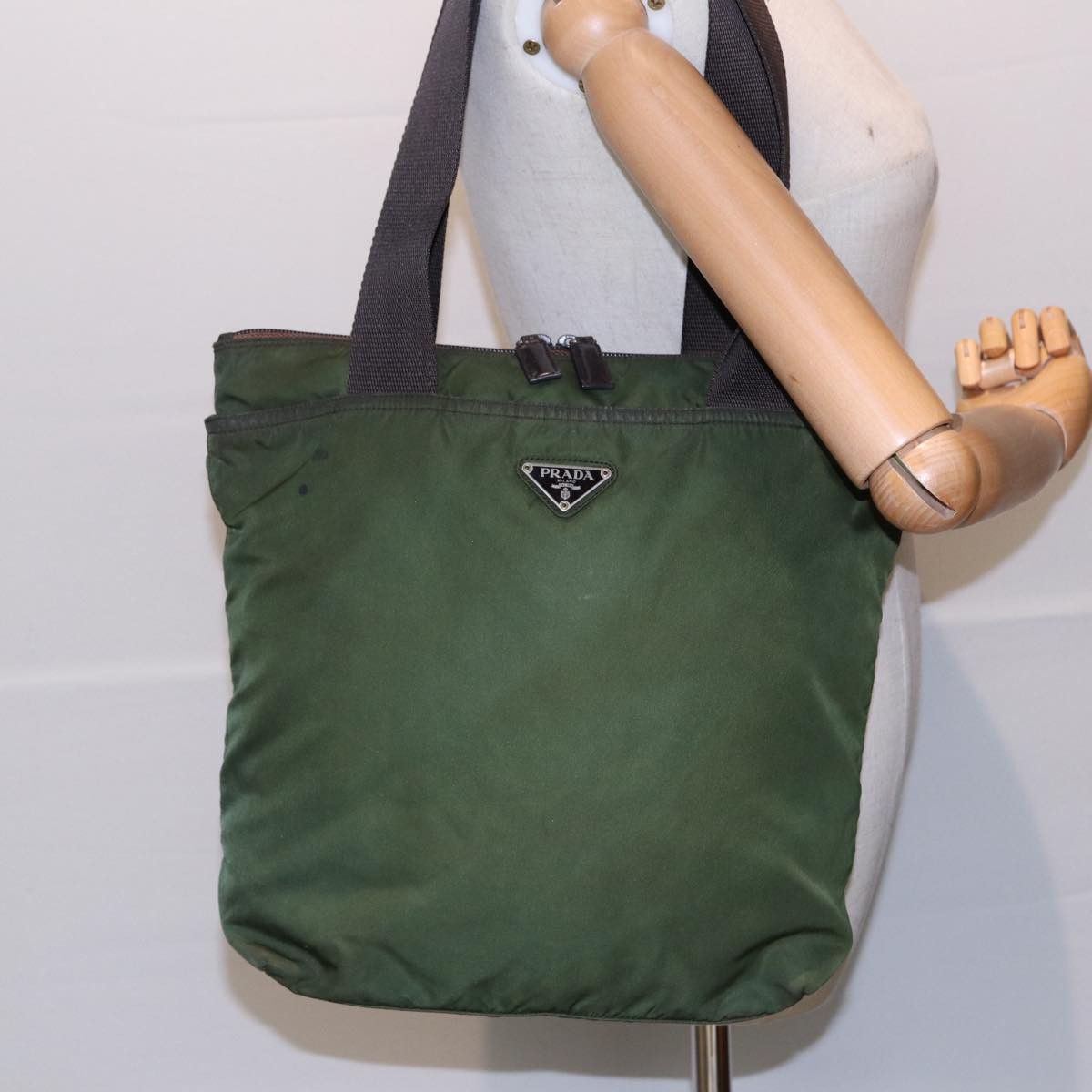 Prada Tessuto Green Synthetic Tote Bag (Pre-Owned) Size ONE SIZE - 7 Thumbnail